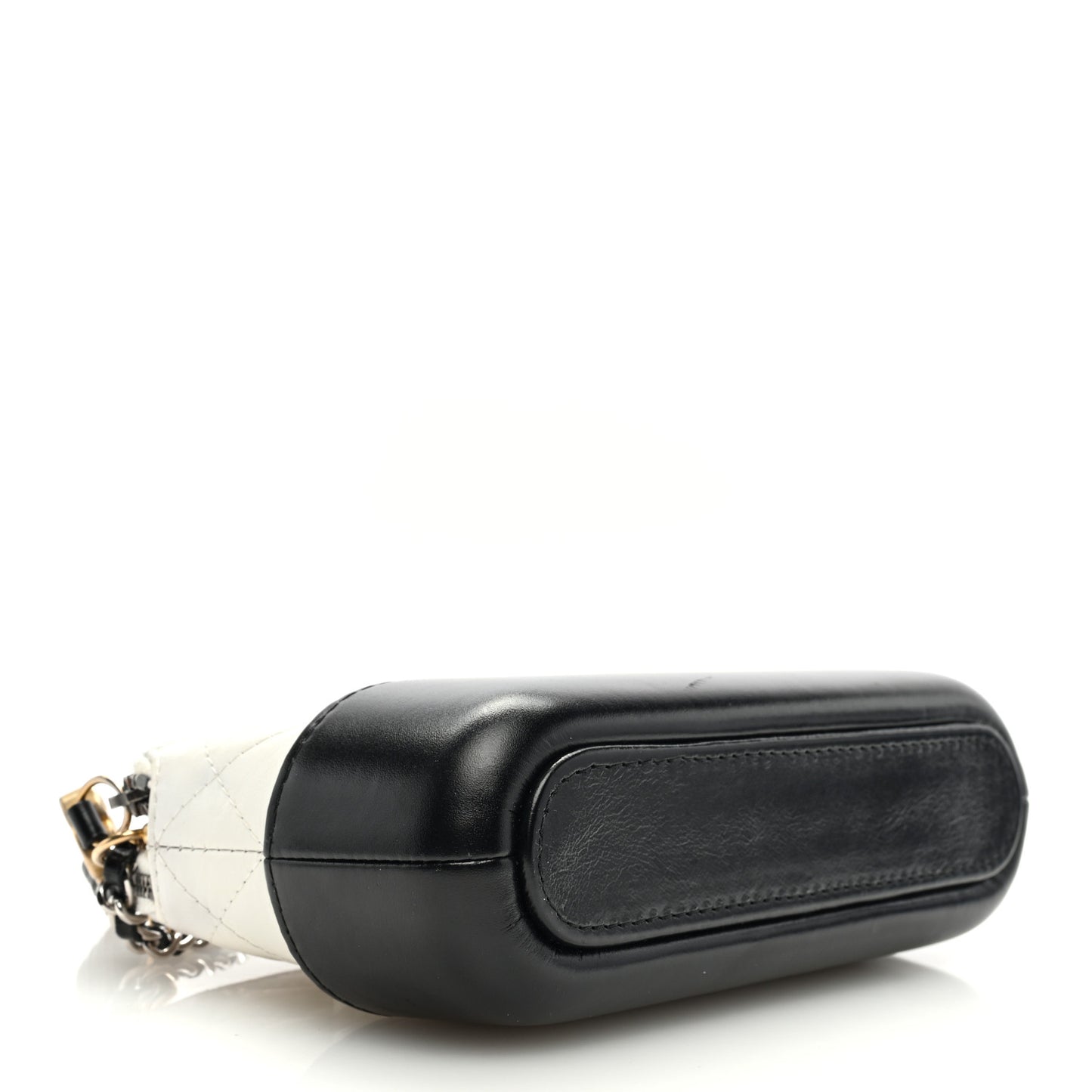 Aged Calfskin Quilted Small Gabrielle Clutch With Chain White Black