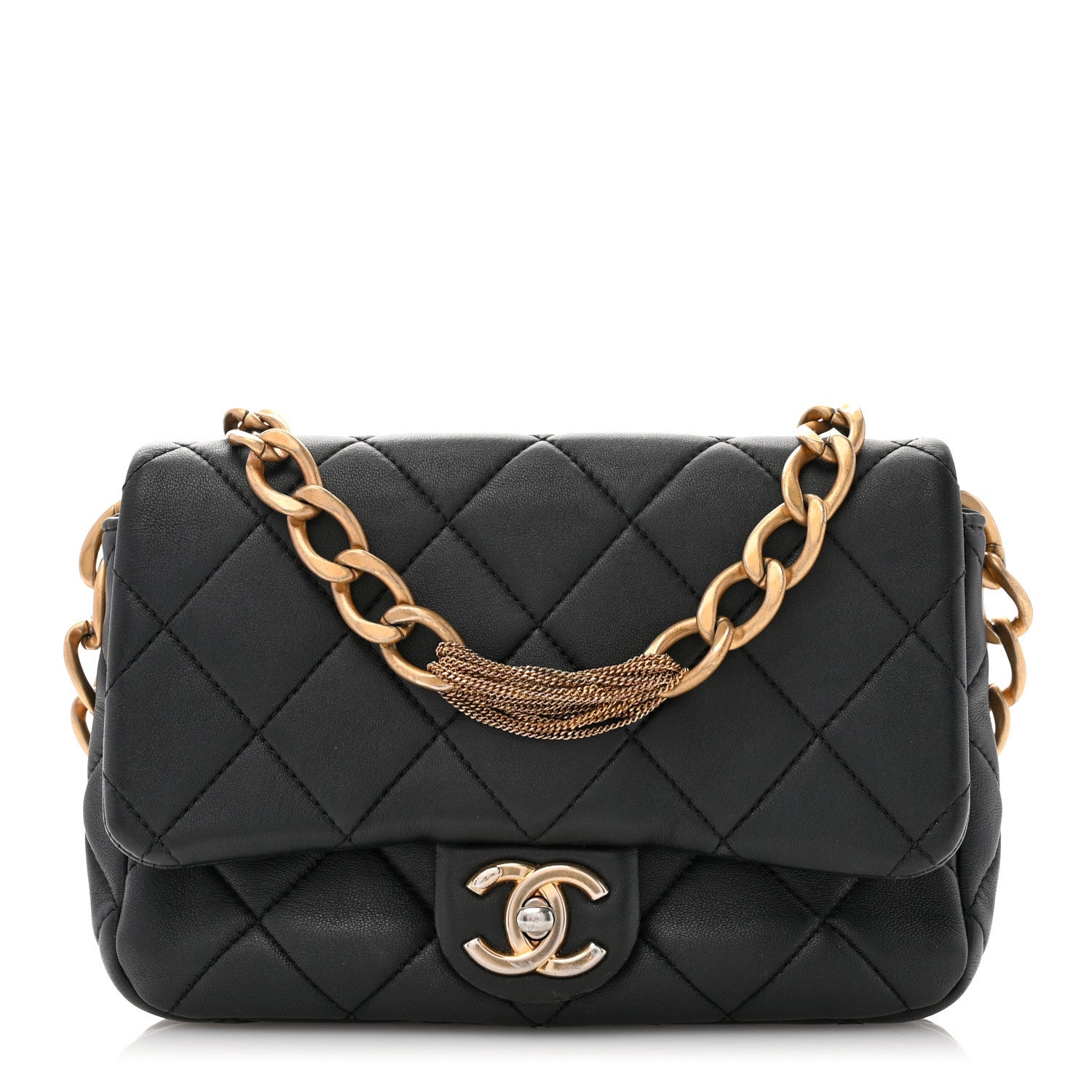 Chanel Lambskin Quilted Chain Flap Black 1 of 11