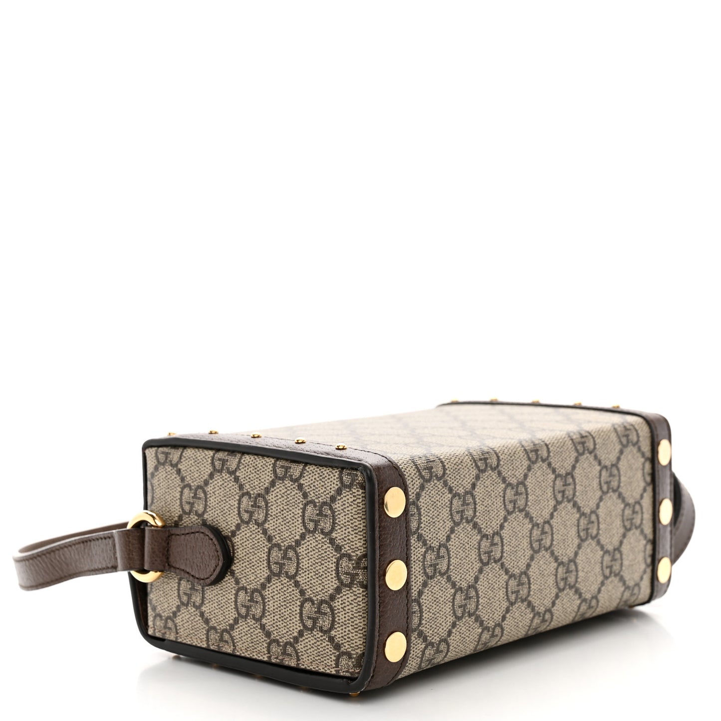 GG Supreme Monogram Textured Dollar Calfskin Mini Trunk Shoulder Bag Beige Ebony New Acero