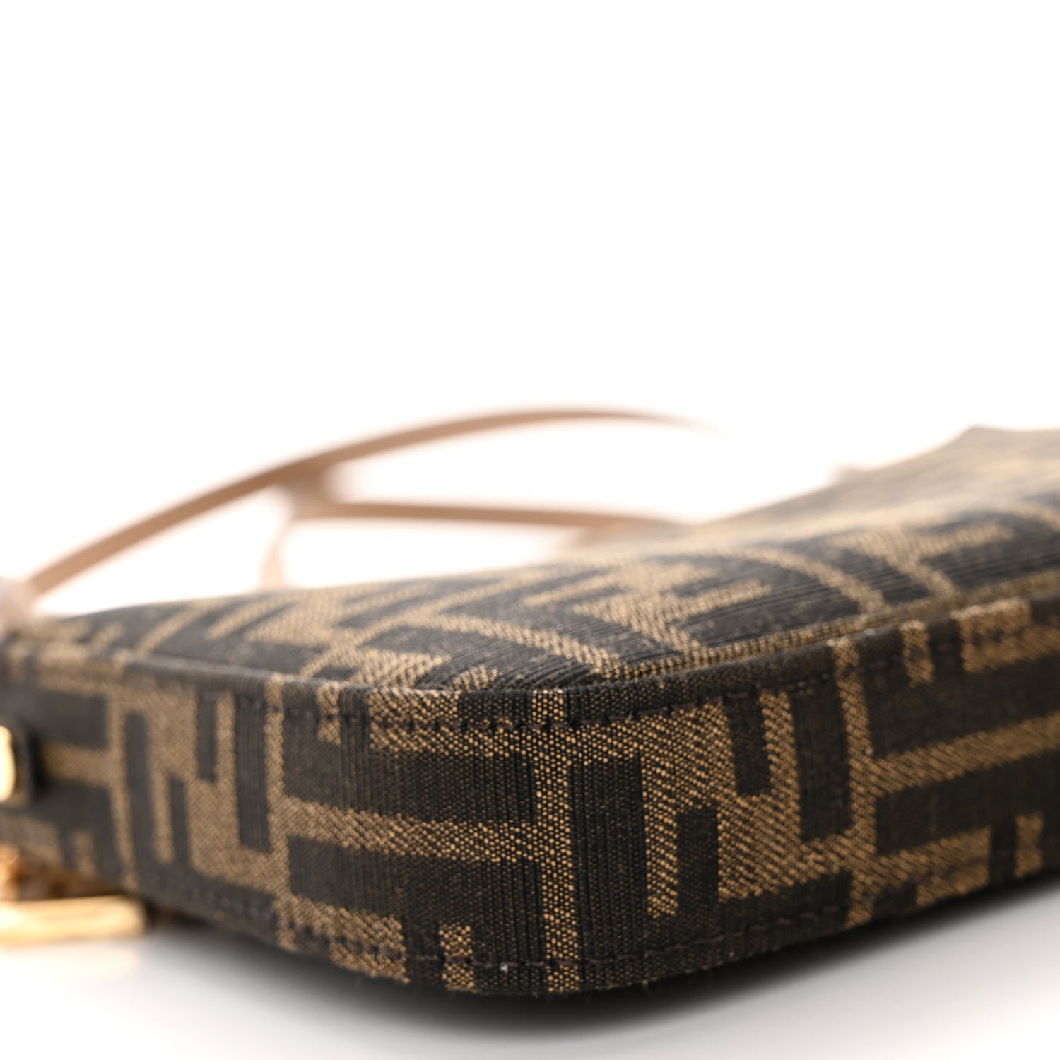 Fendi Fabric Jacquard Vitello Grace FF 1974 Baguette Pouch Tobacco Moro Sand 8 of 10