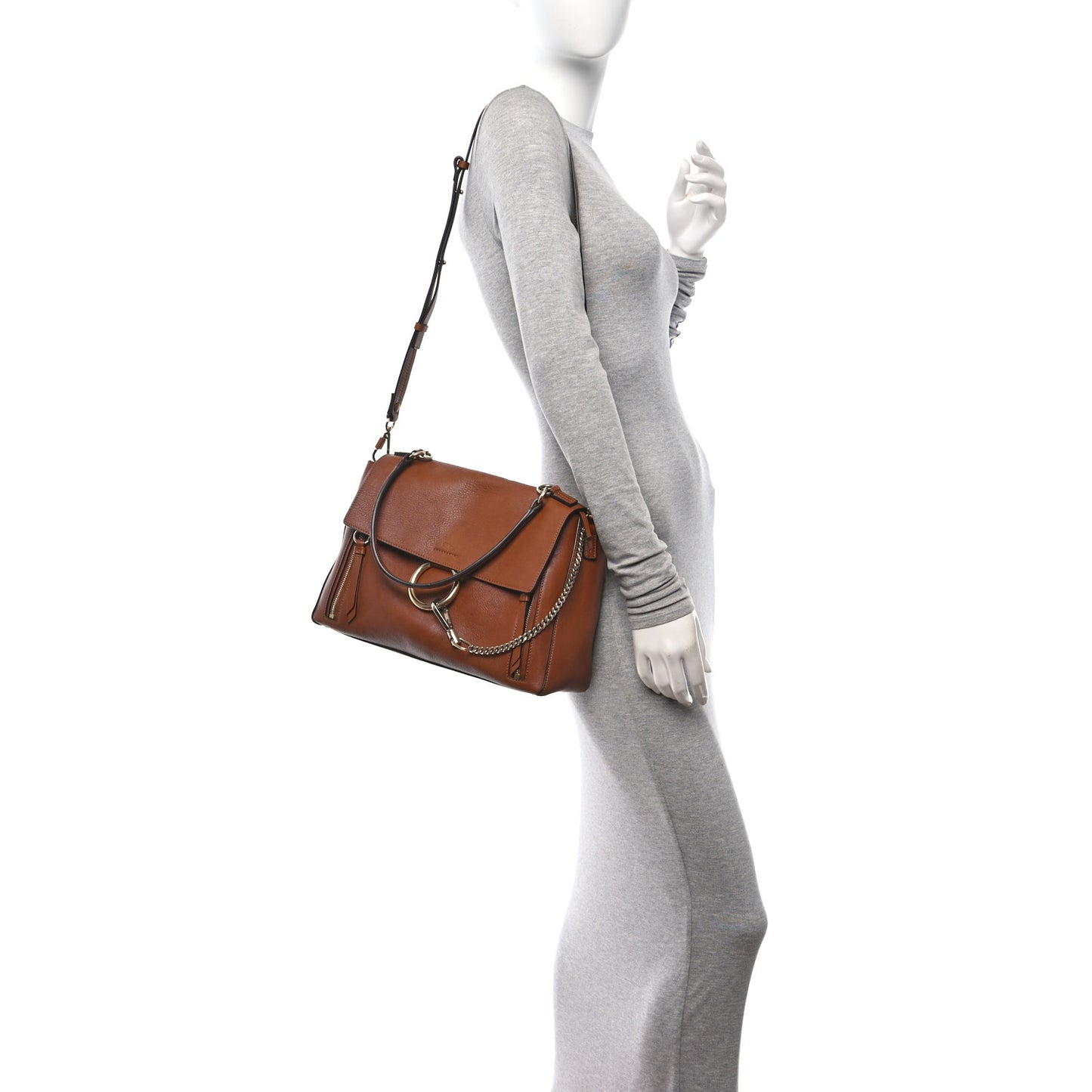 Calfskin Medium Faye Day Shoulder Bag Tan