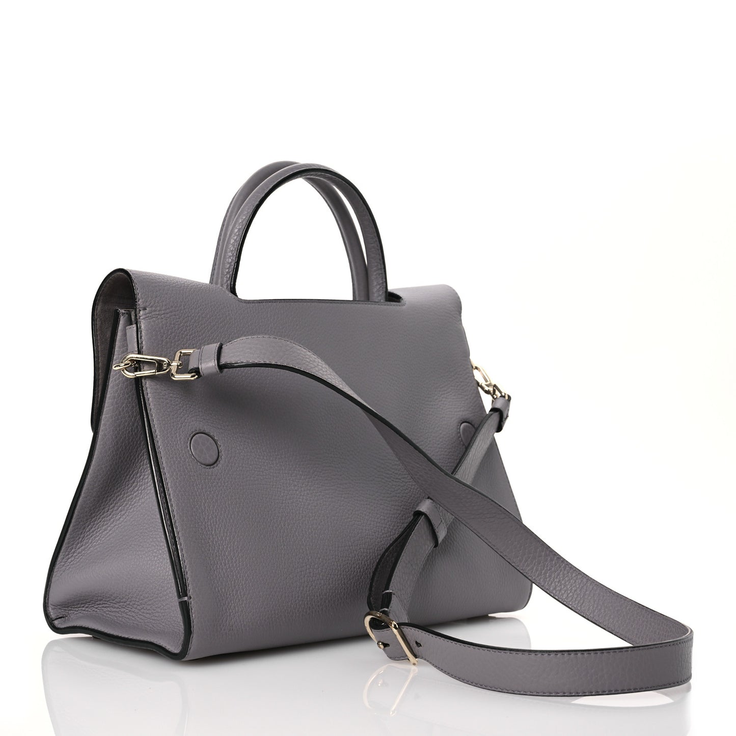 Grained Calfskin Medium Diorever Flap Grey