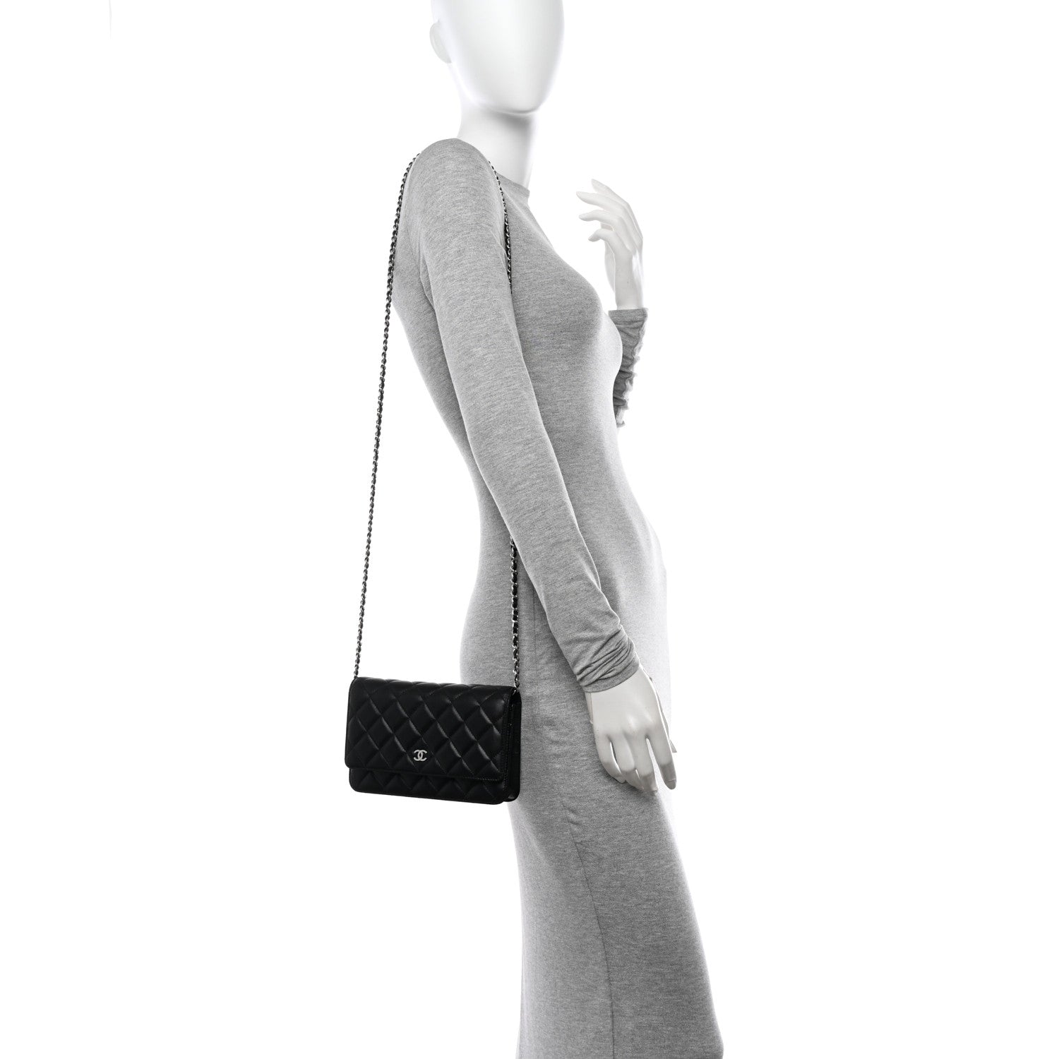 Chanel Lambskin Quilted Wallet On Chain WOC Black 2 of 13