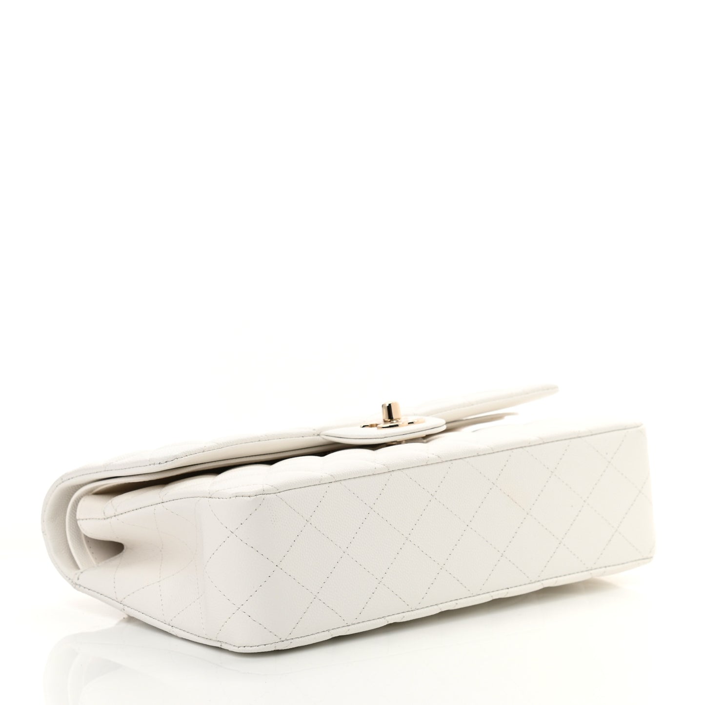 Caviar Quilted Medium Double Flap White