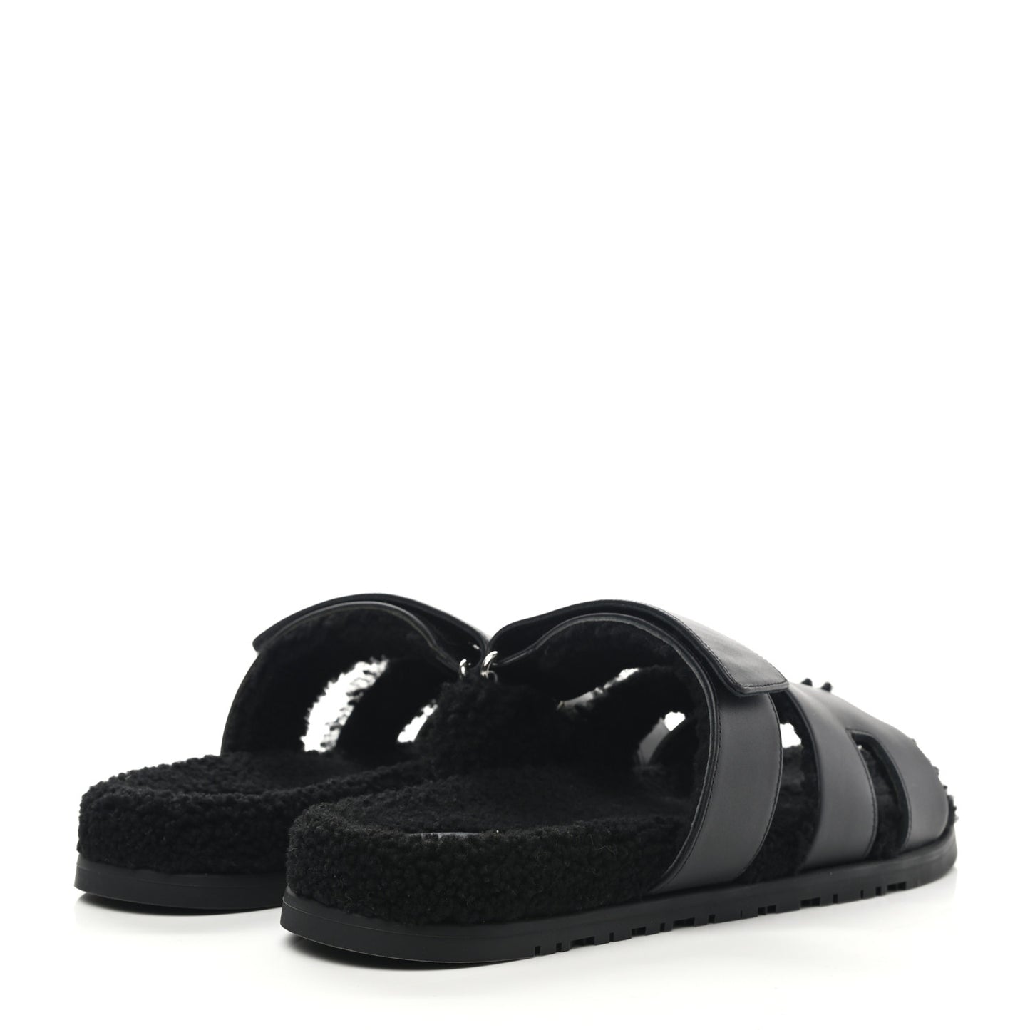 Calfskin Woolskin Mens Chypre Sandals 43 Black