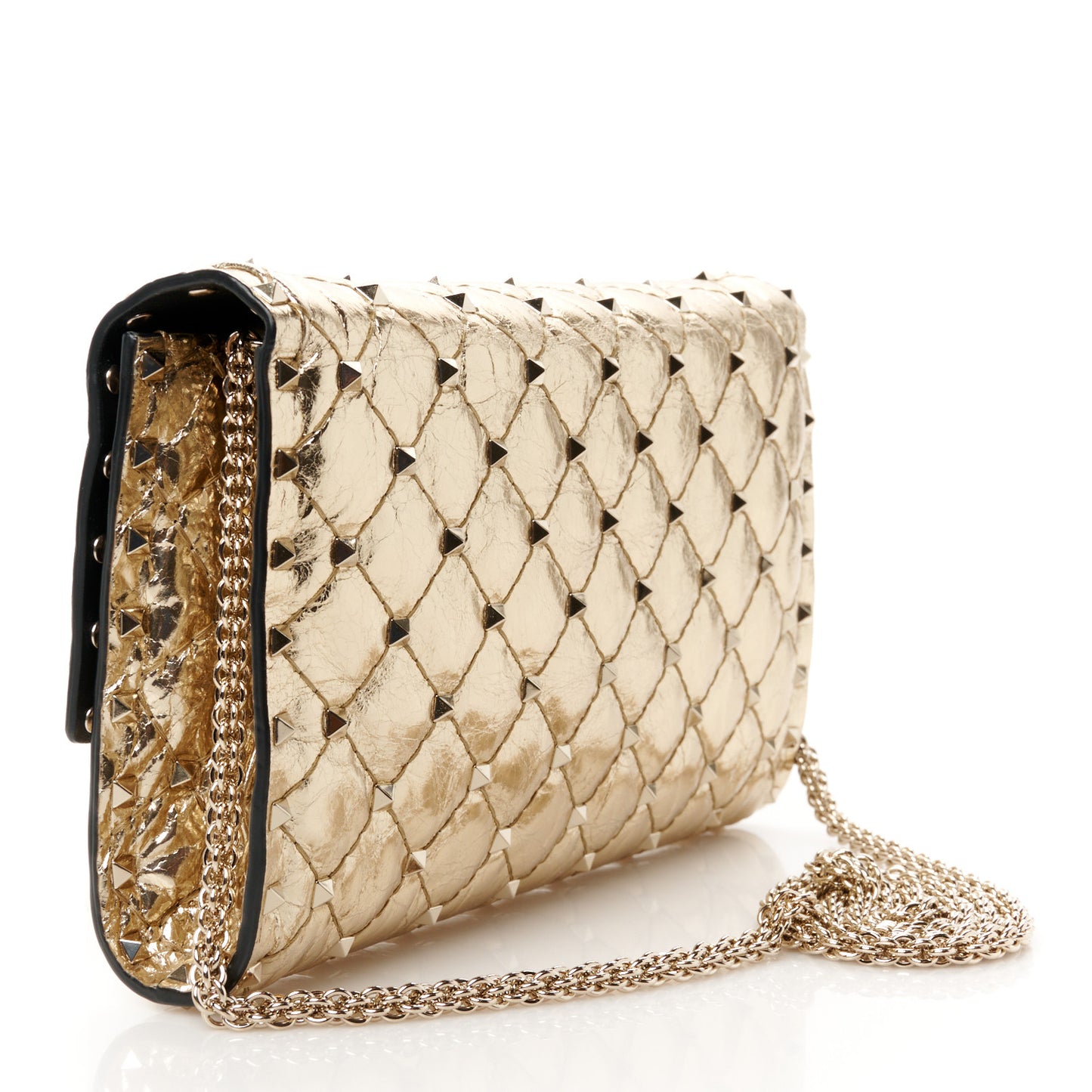 Metallic Nappa Rockstud Spike Wallet on Chain Mekong
