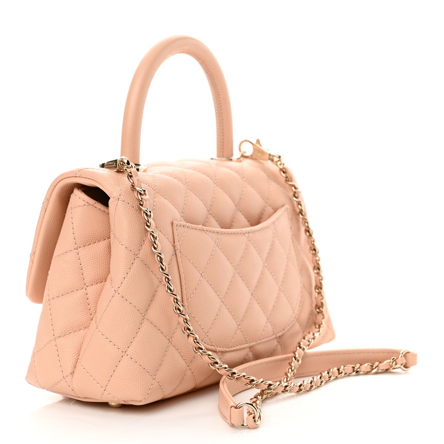 Caviar Quilted Mini Coco Handle Flap Light Pink