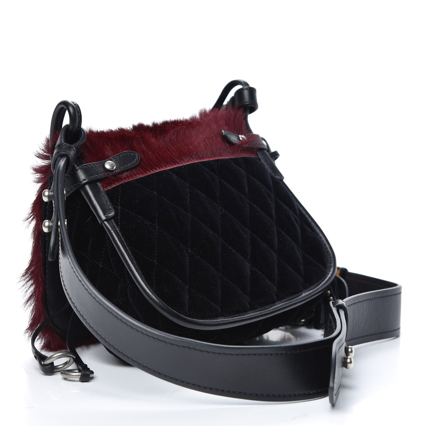 Calf Hair Velluto Corsaire Antic Crossbody Bag Granato Black