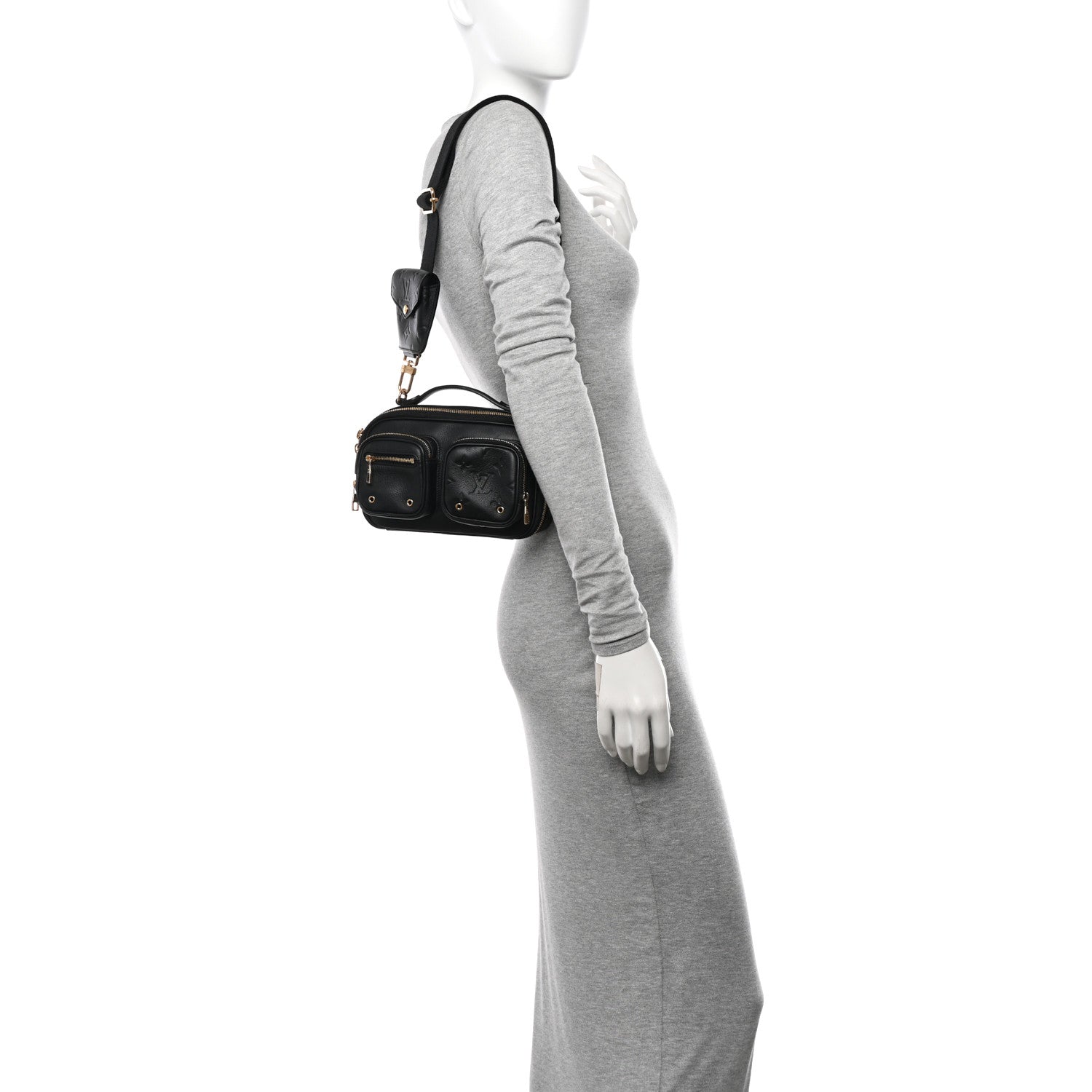 Louis Vuitton Calfskin Monogram Embossed Utility Crossbody Black 2 of 9