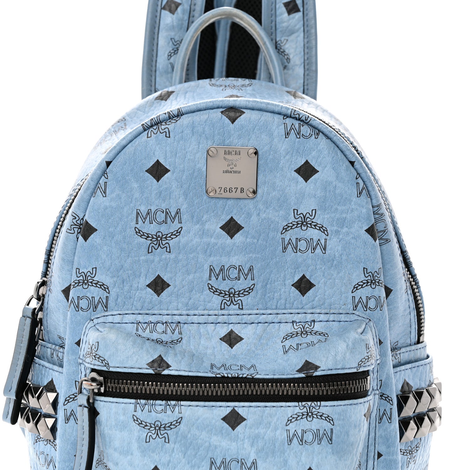 MCM Visetos Side Stud Mini Stark Backpack Blue 9 of 28