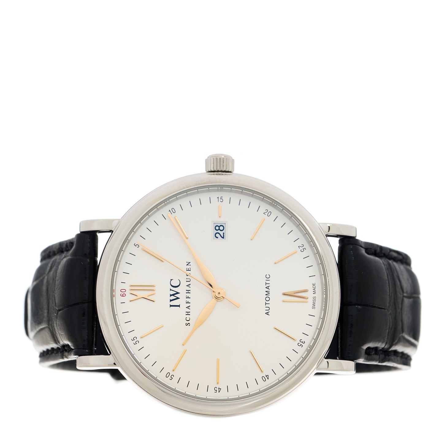 Stainless Steel Alligator 40mm Portofino Automatic Watch Silver IW356517