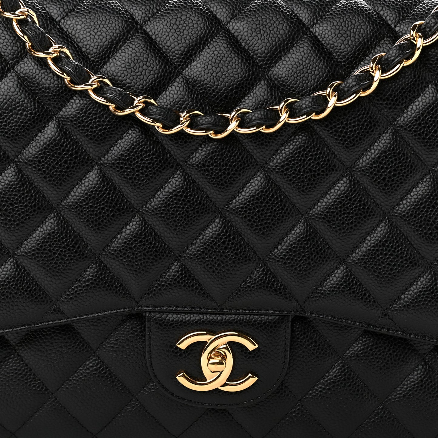 Caviar Quilted Maxi Double Flap Black