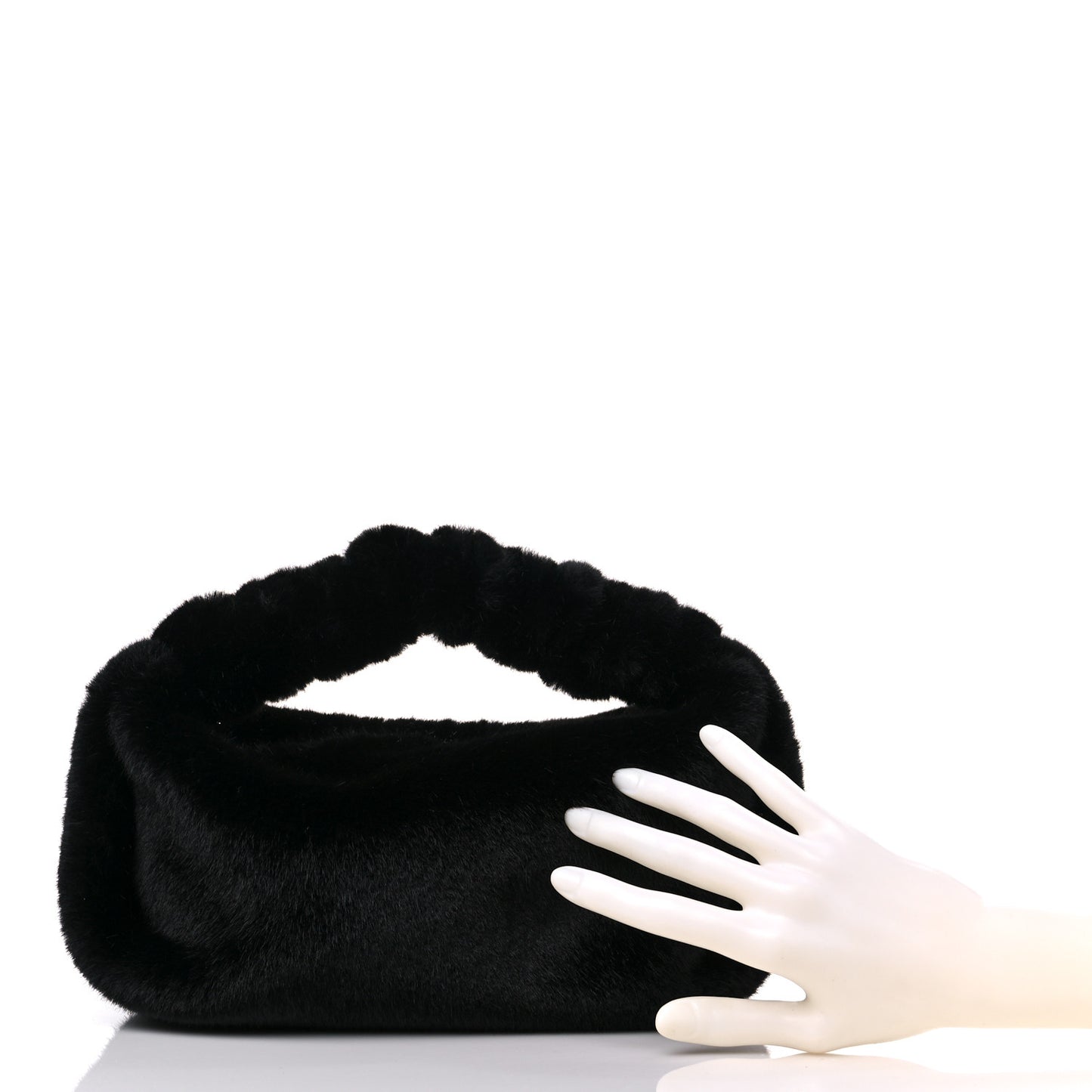 Faux Fur Small Scrunchie Bag Black