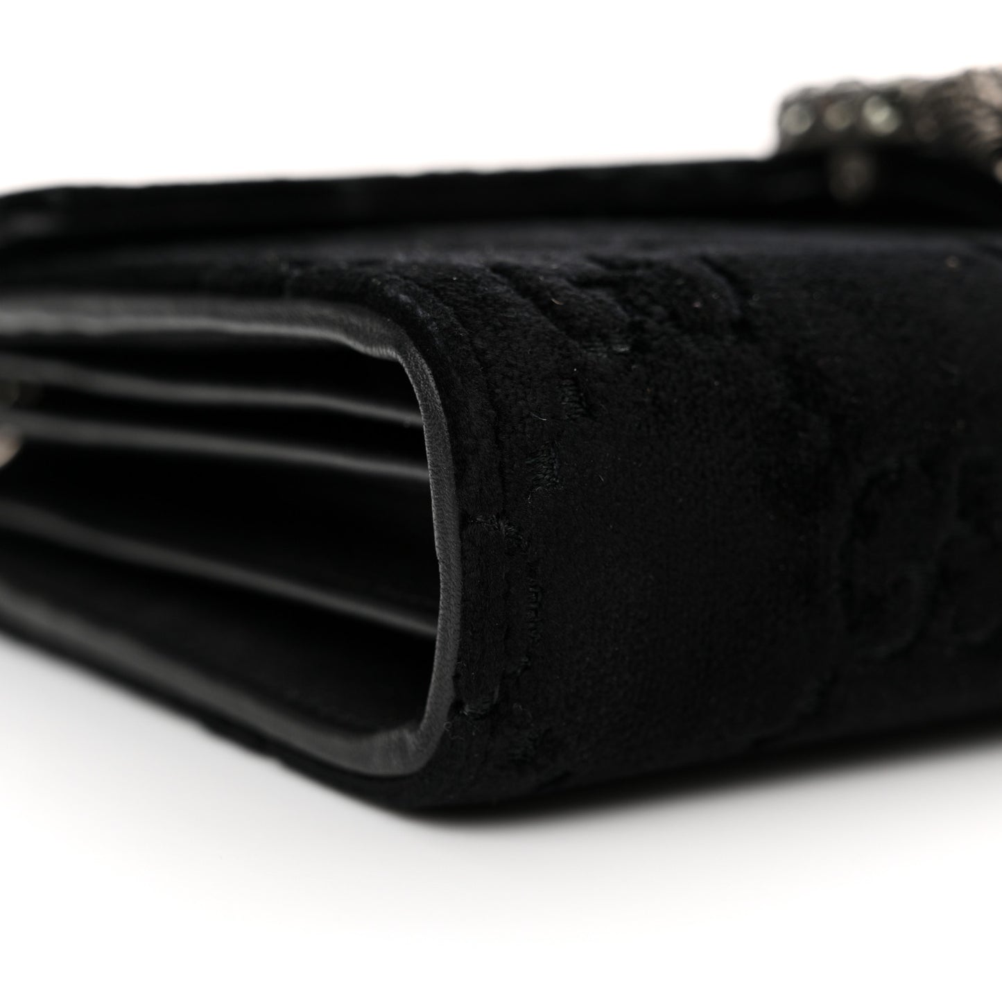 Velvet GG Monogram Mini Dionysus Chain Wallet Black