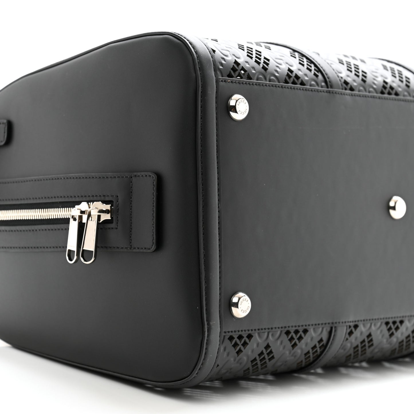 Calfskin GG Monogram Diamond Cut Duffle Bag Black