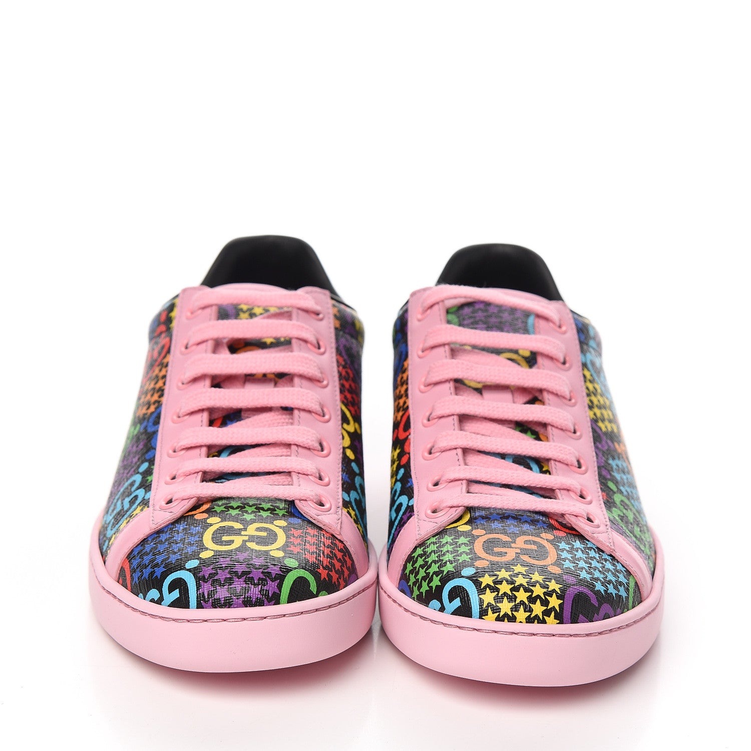Gucci GG Supreme Monogram Psychedelic Womens Ace Sneakers 39 Black Multicolor Sugar Pink 2 of 9