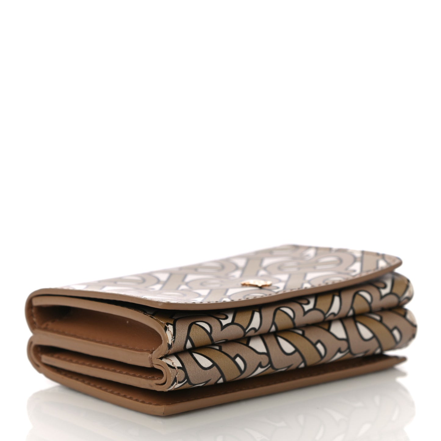 Grained Calfskin Monogram Double Flap Lark Wallet Beige