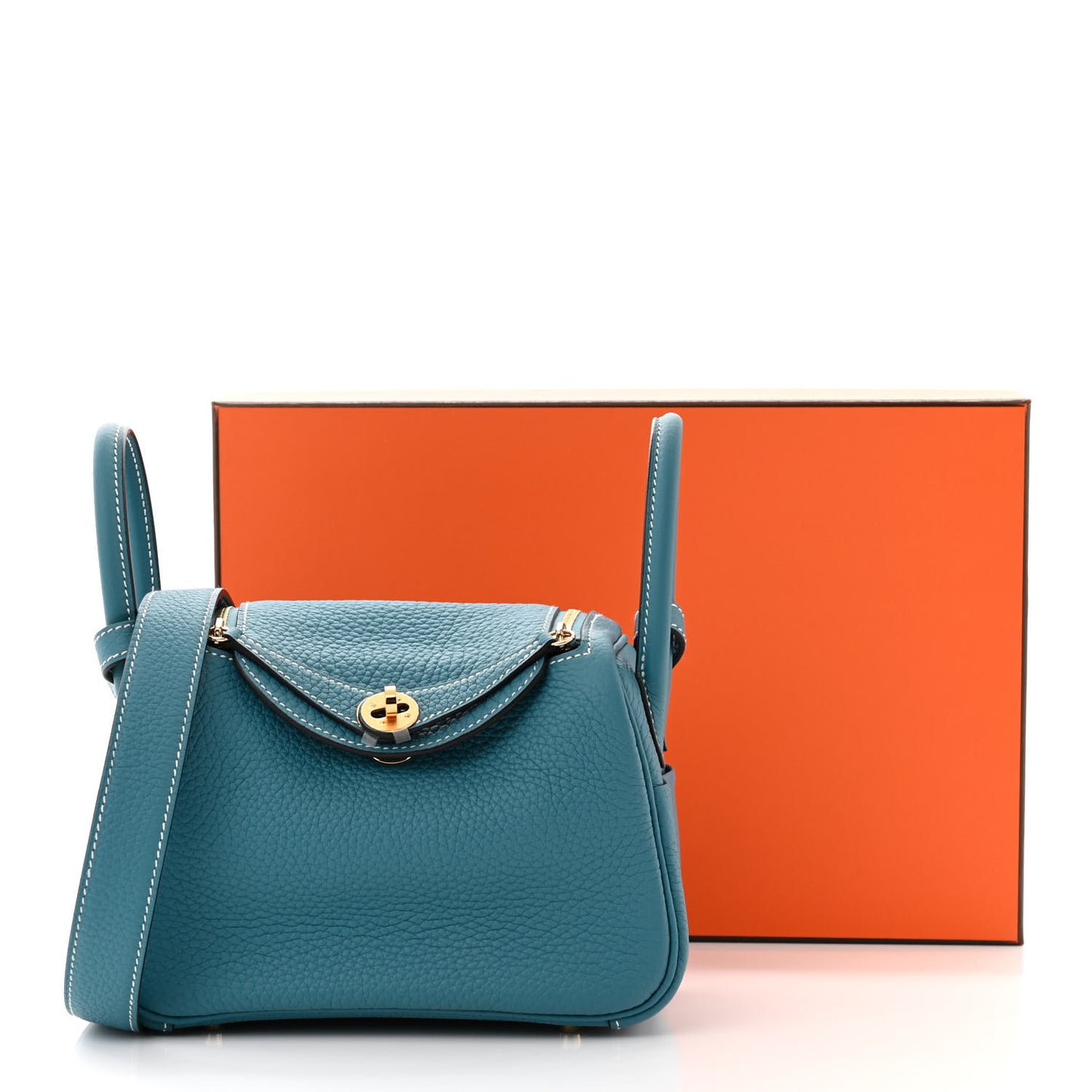 Taurillon Clemence Mini Lindy 20 New Bleu Jean
