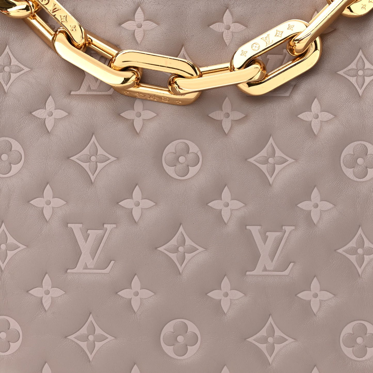 Lambskin Embossed Monogram Coussin MM Grey