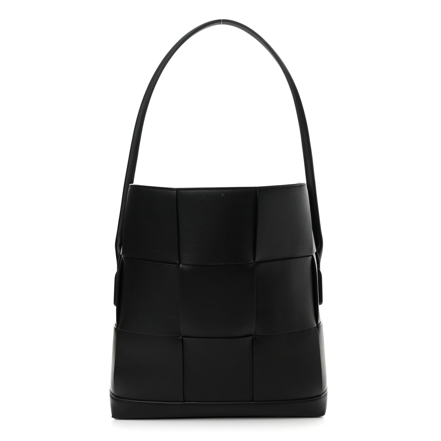 French Calfskin Maxi Intrecciato Large Vertical Arco Tote Black