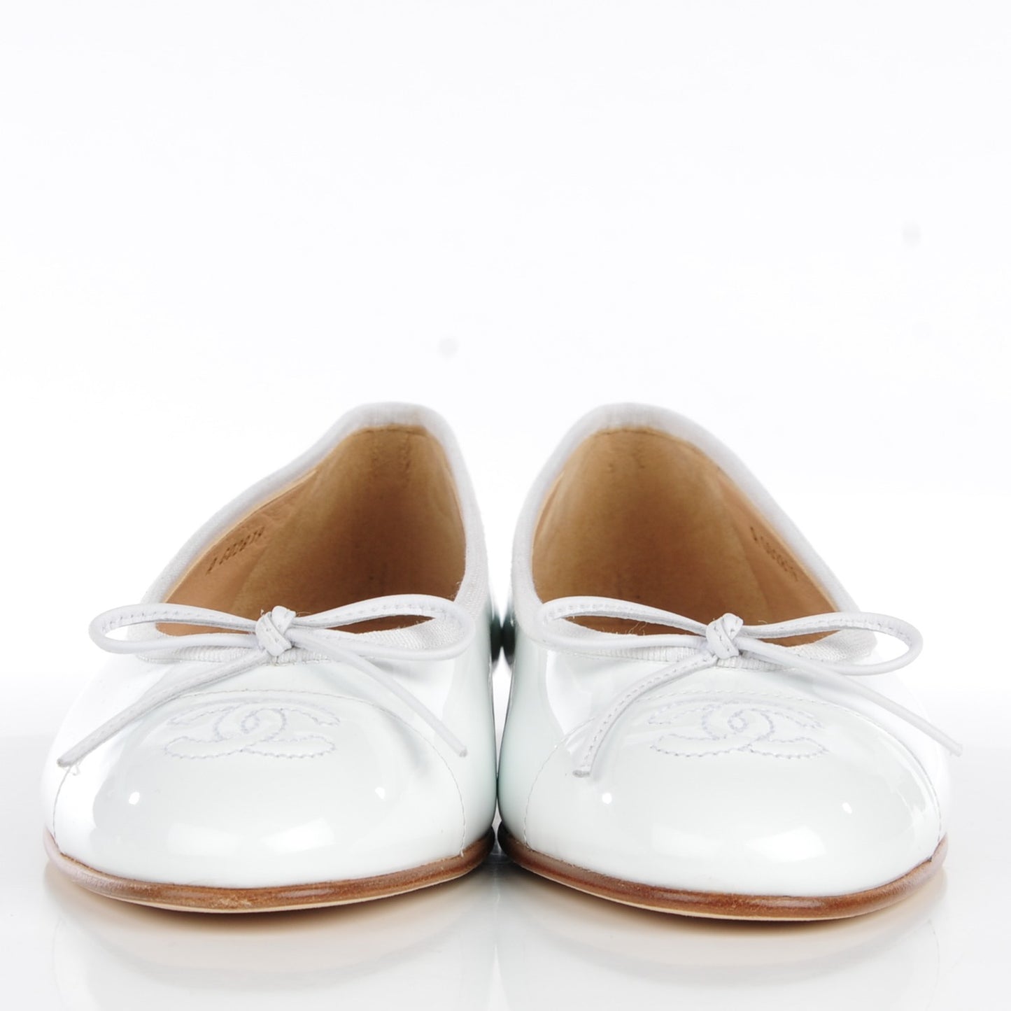 Patent CC Cap Toe Ballerina Flats 37.5 White