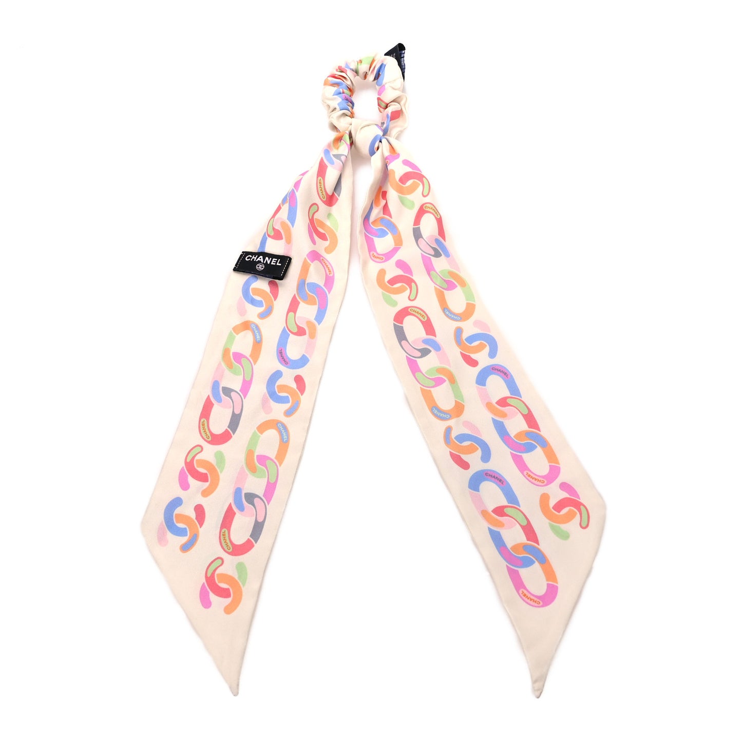 Silk CC Twilly Hair Tie White Multicolor