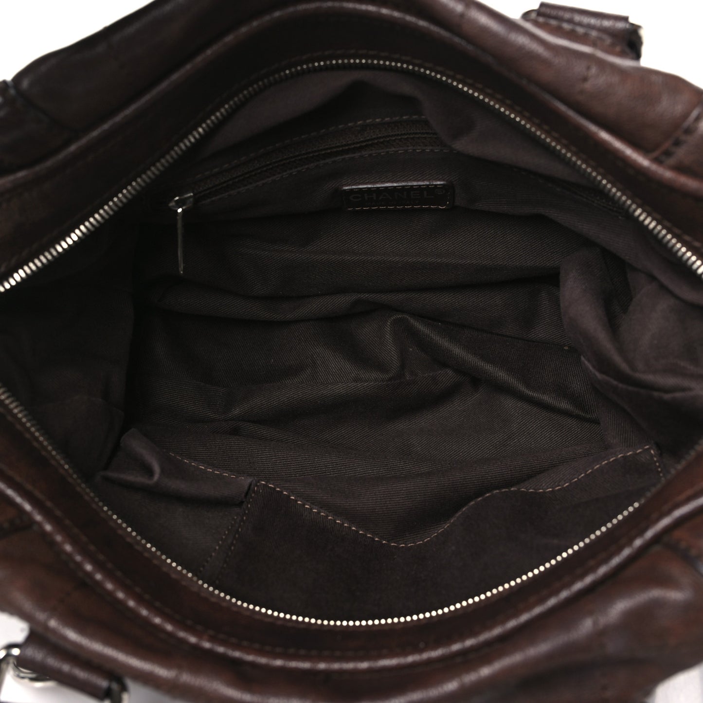 Calfskin Stitched Outdoor Ligne Bowler Brown