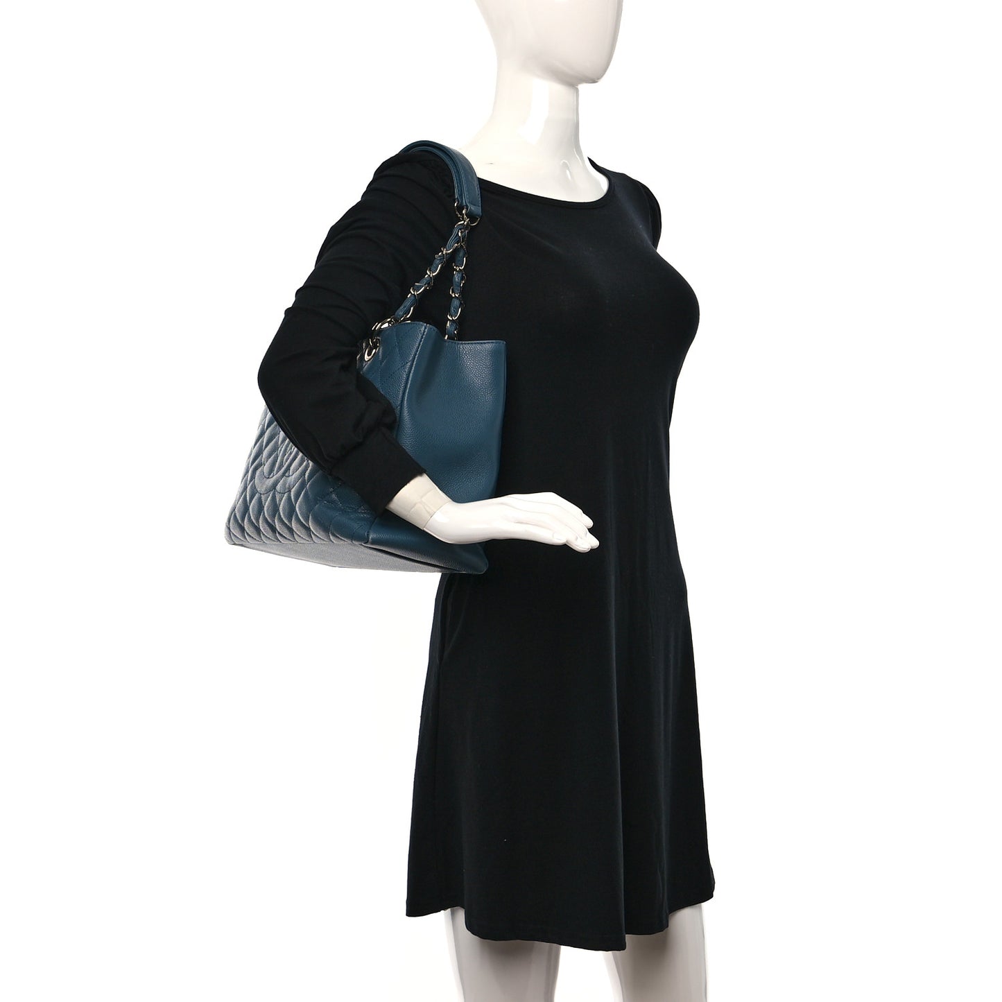 Caviar Quilted Grand Shopping Tote GST Blue