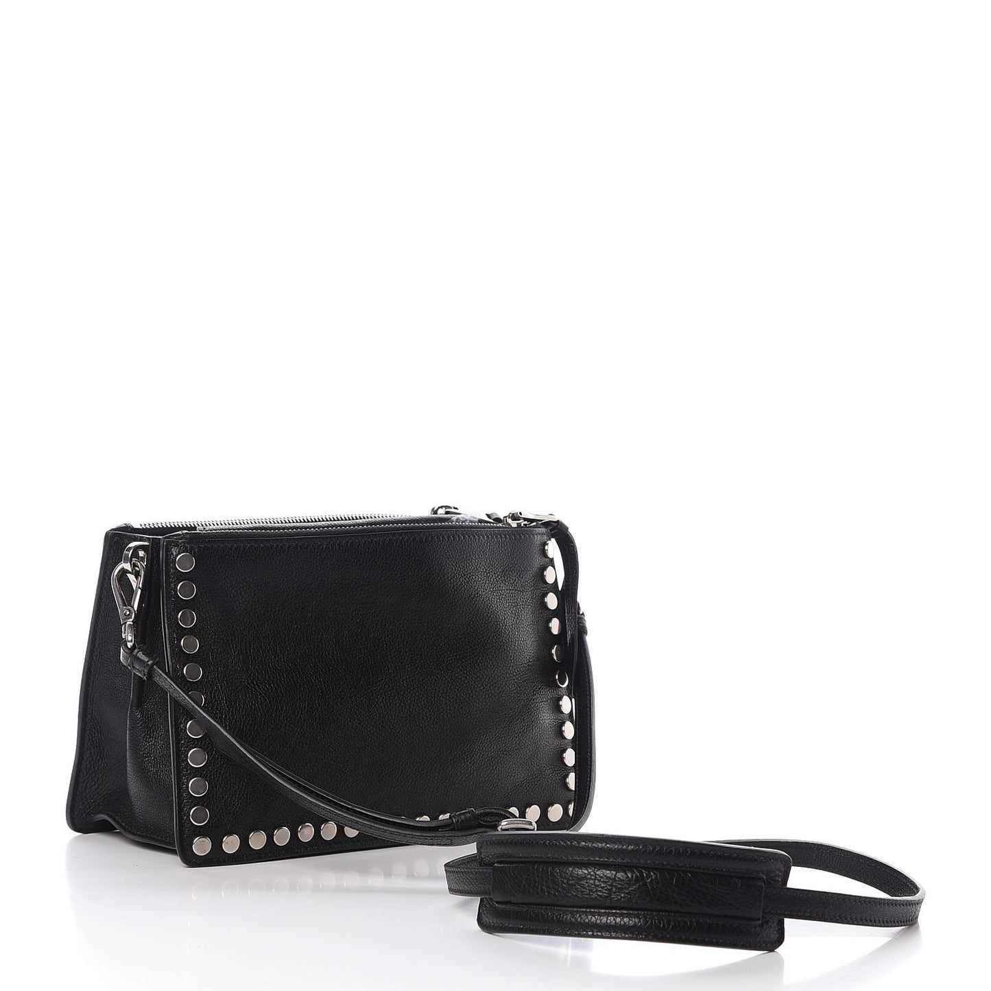 Glace Calfskin Studded Etiquette Shoulder Bag Black