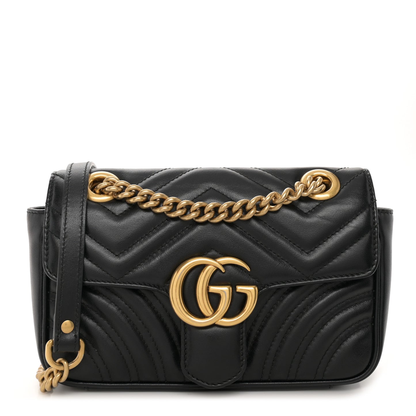 Calfskin Matelasse Mini GG Marmont Shoulder Bag Black
