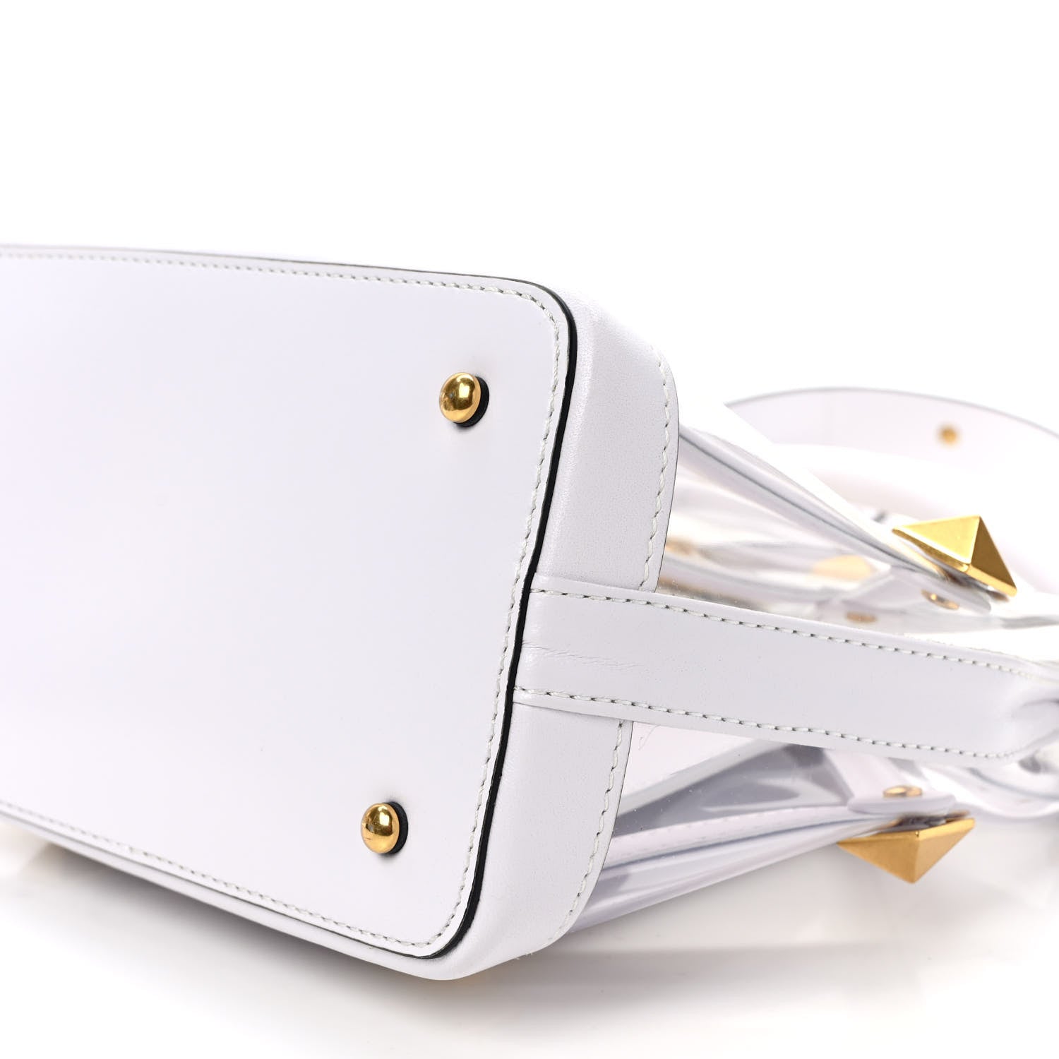 Valentino Garavani PVC Calfskin Small Roman Stud The Handle Bag Trasparente Optic White 8 of 8