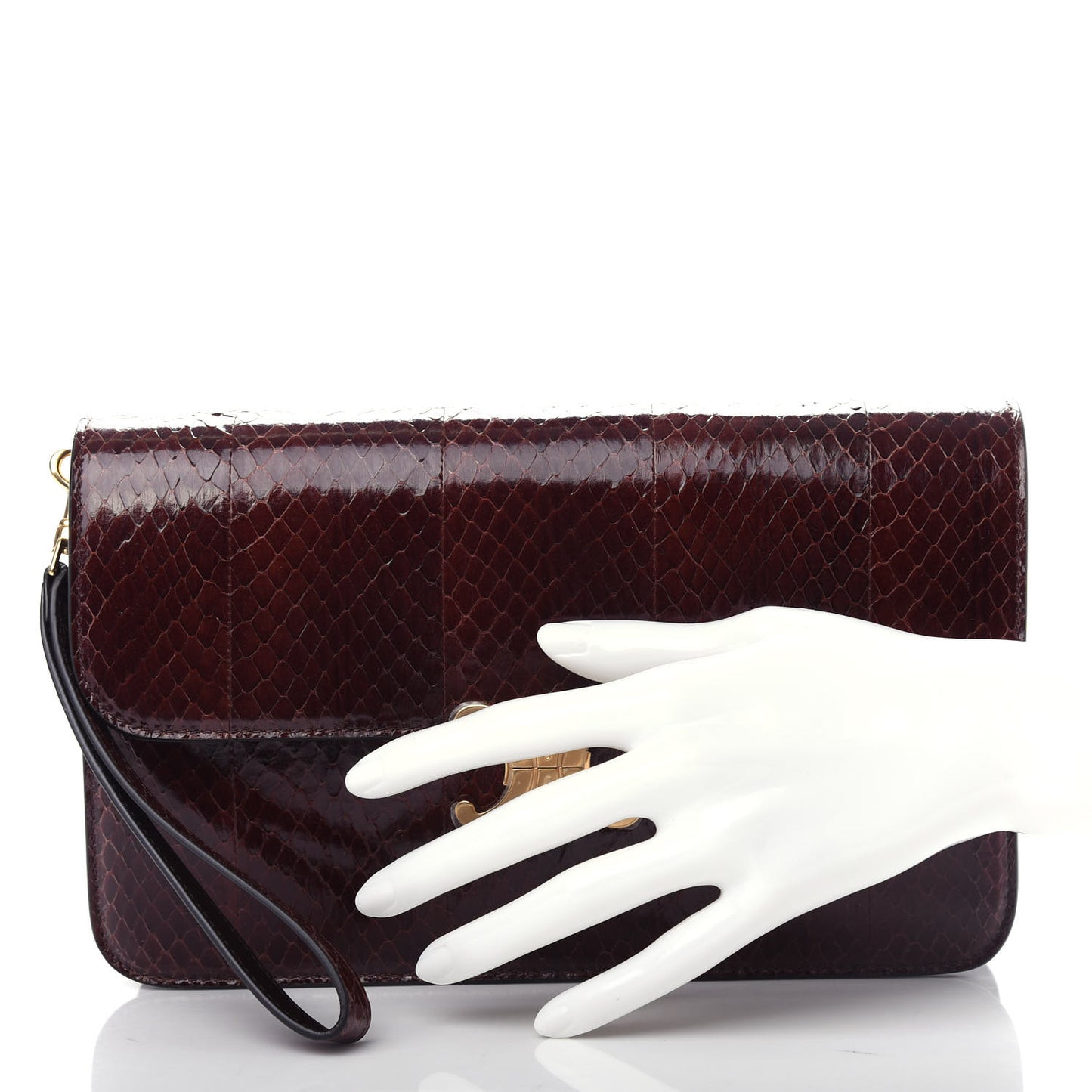 Snakeskin Triomphe Clutch Brown