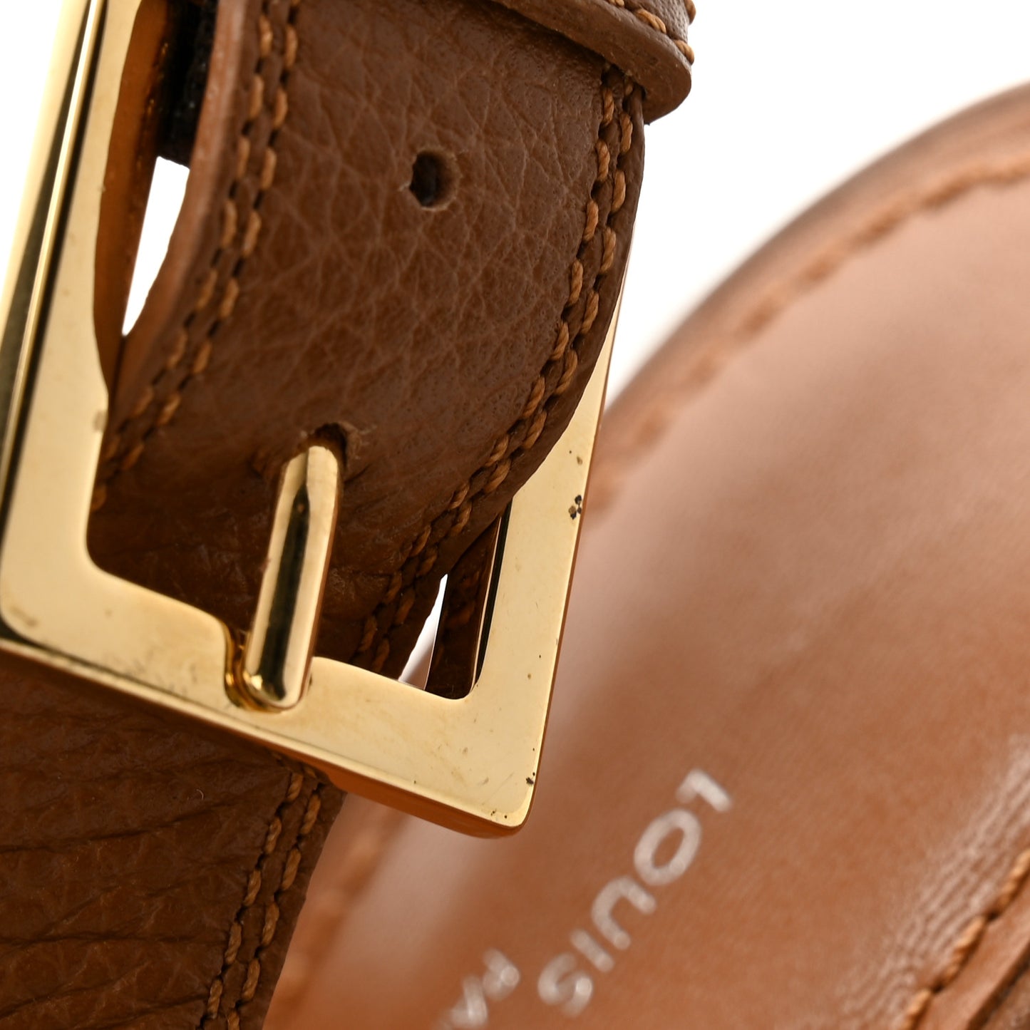 Grained Calfskin Horizon Platform Sandals 41 Cognac