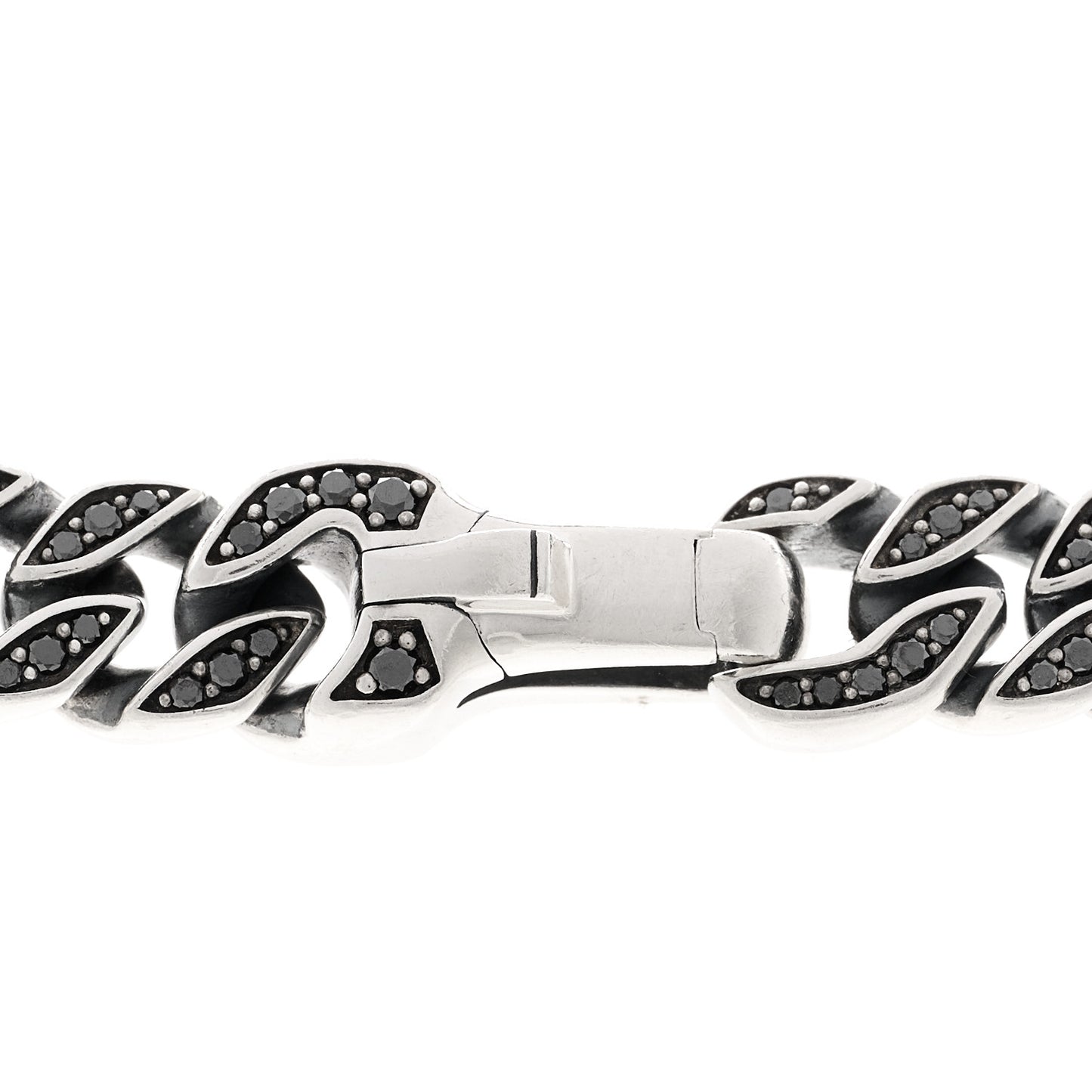 Sterling Silver Black Diamond 8mm Curb Chain Necklace