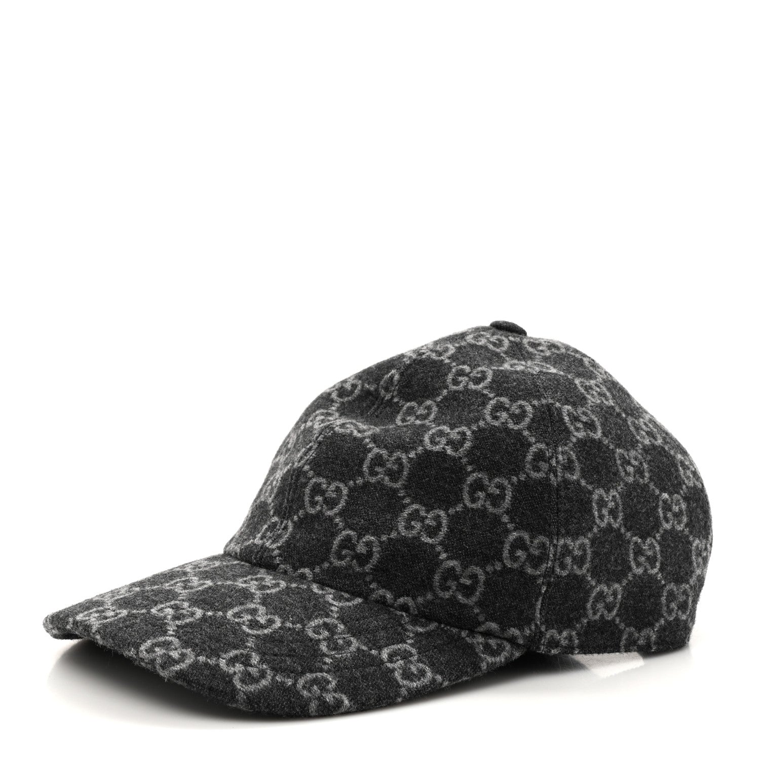 Gucci Covered Wool GG Monogram Baseball Hat L Grey Dark Grey