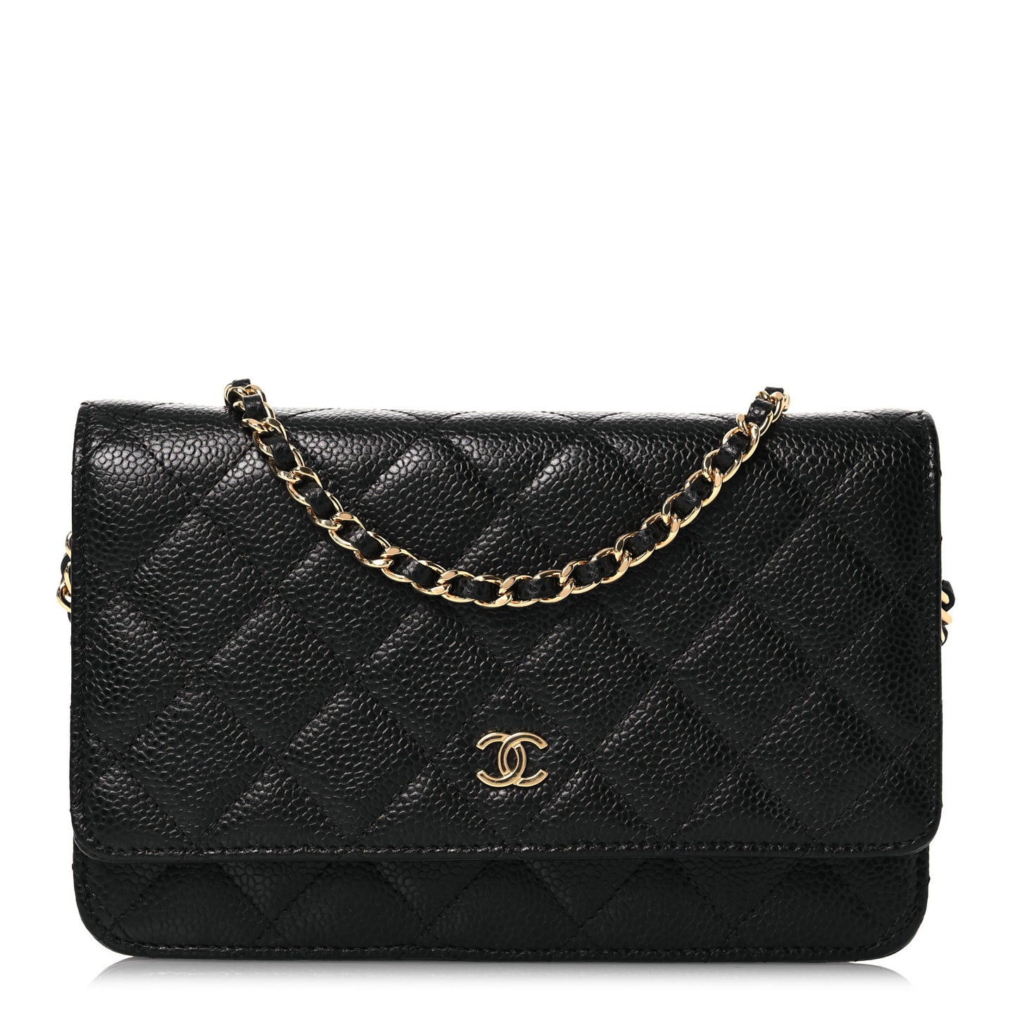 Caviar Quilted Wallet on Chain WOC Black