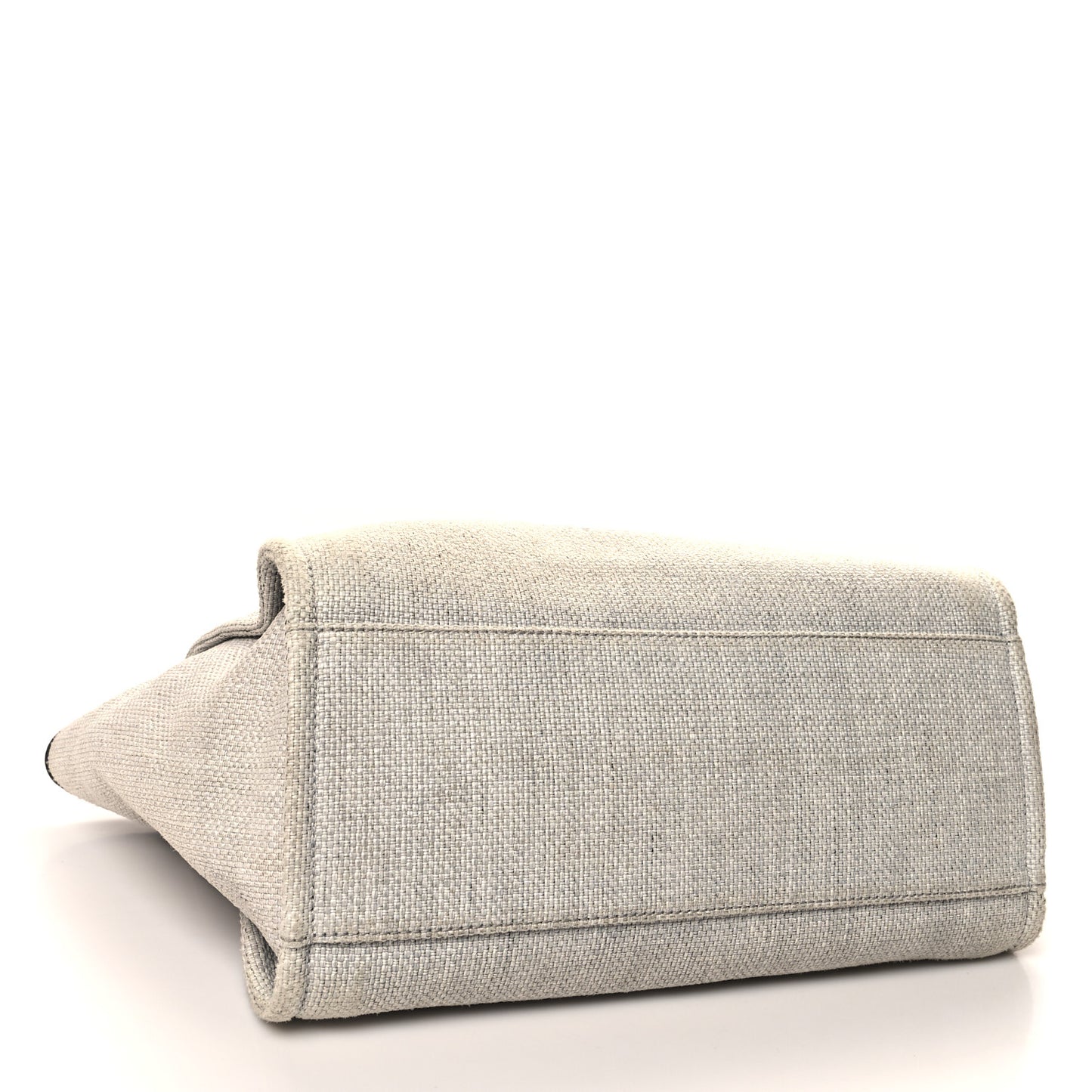 Woven Straw Raffia Medium Deauville Tote Grey