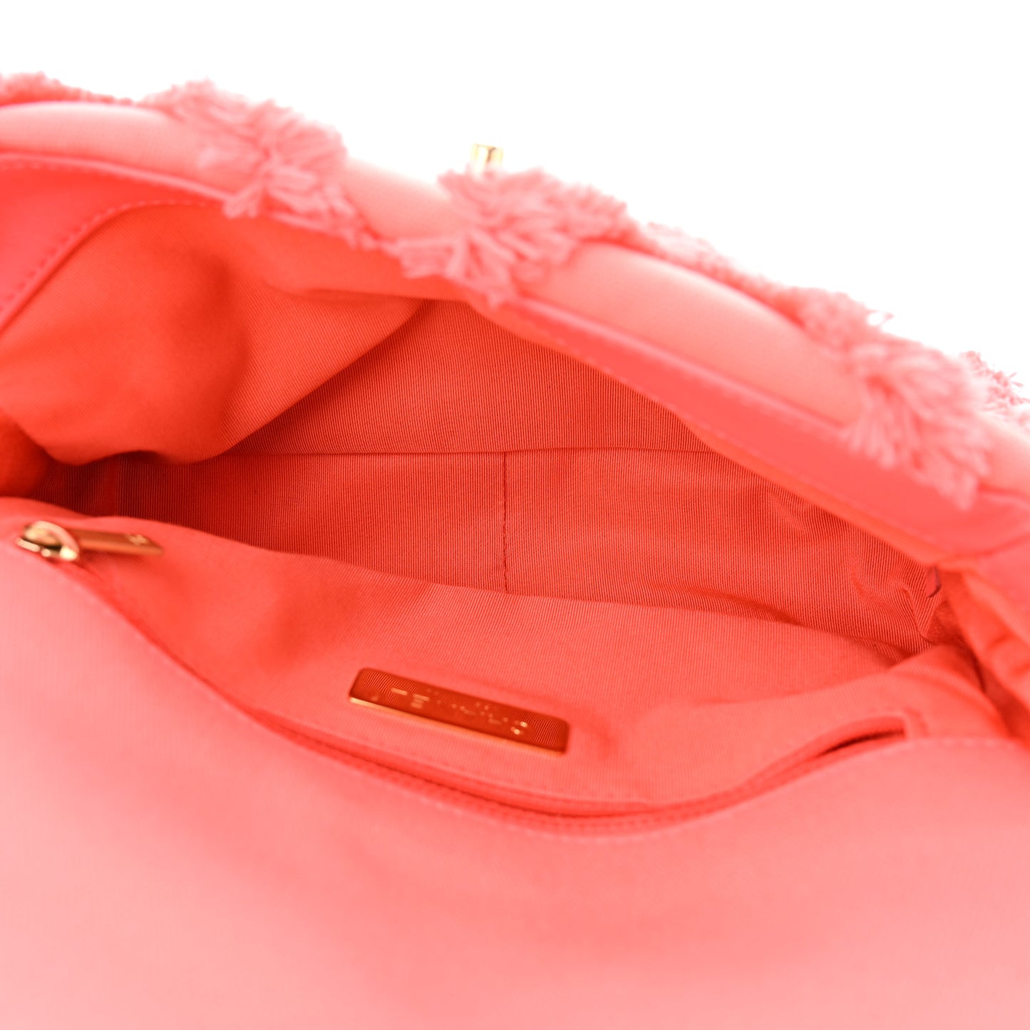 Cotton Canvas Quilted Medium Chanel 19 Flap Coral