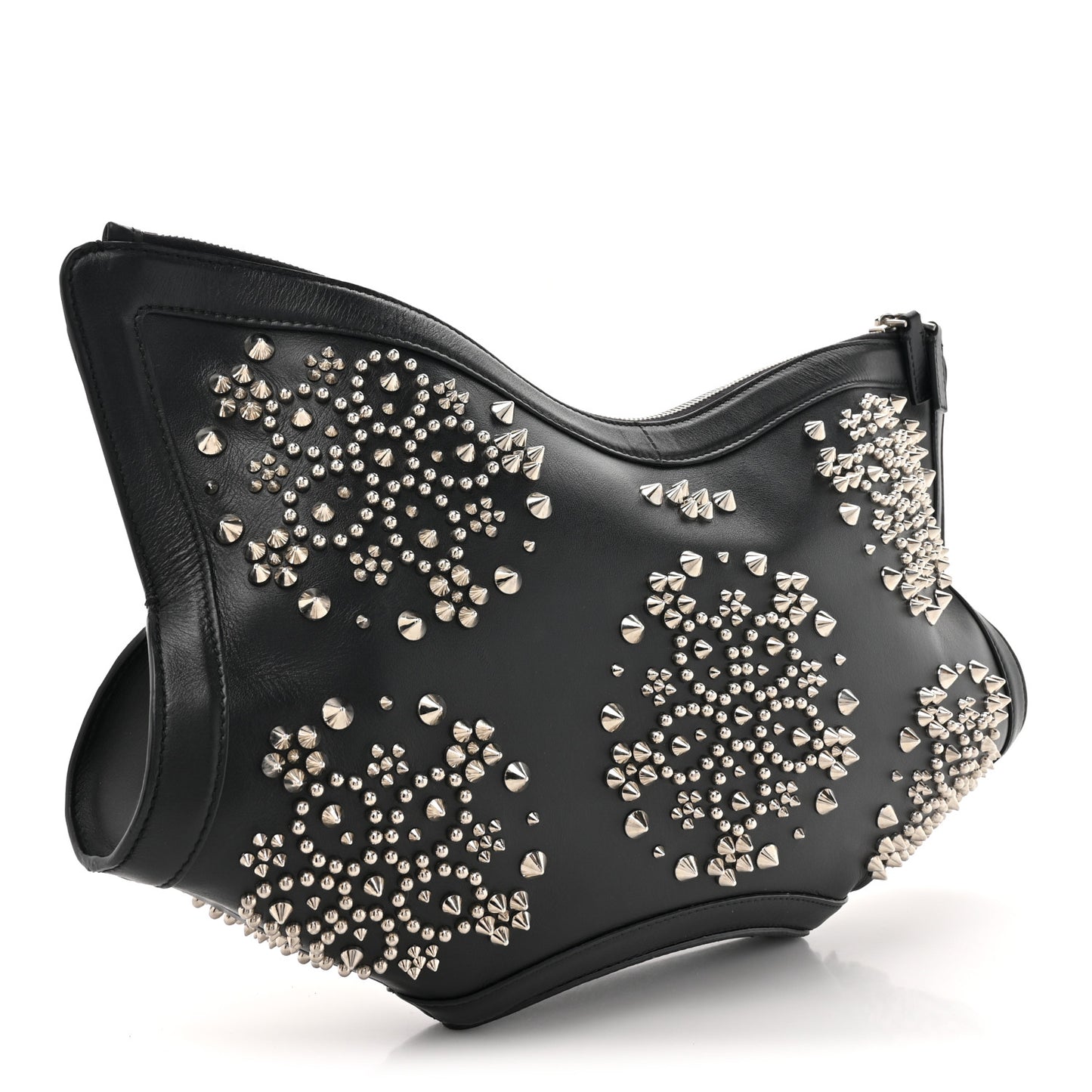 Calfskin Studded De Manta Clutch Black