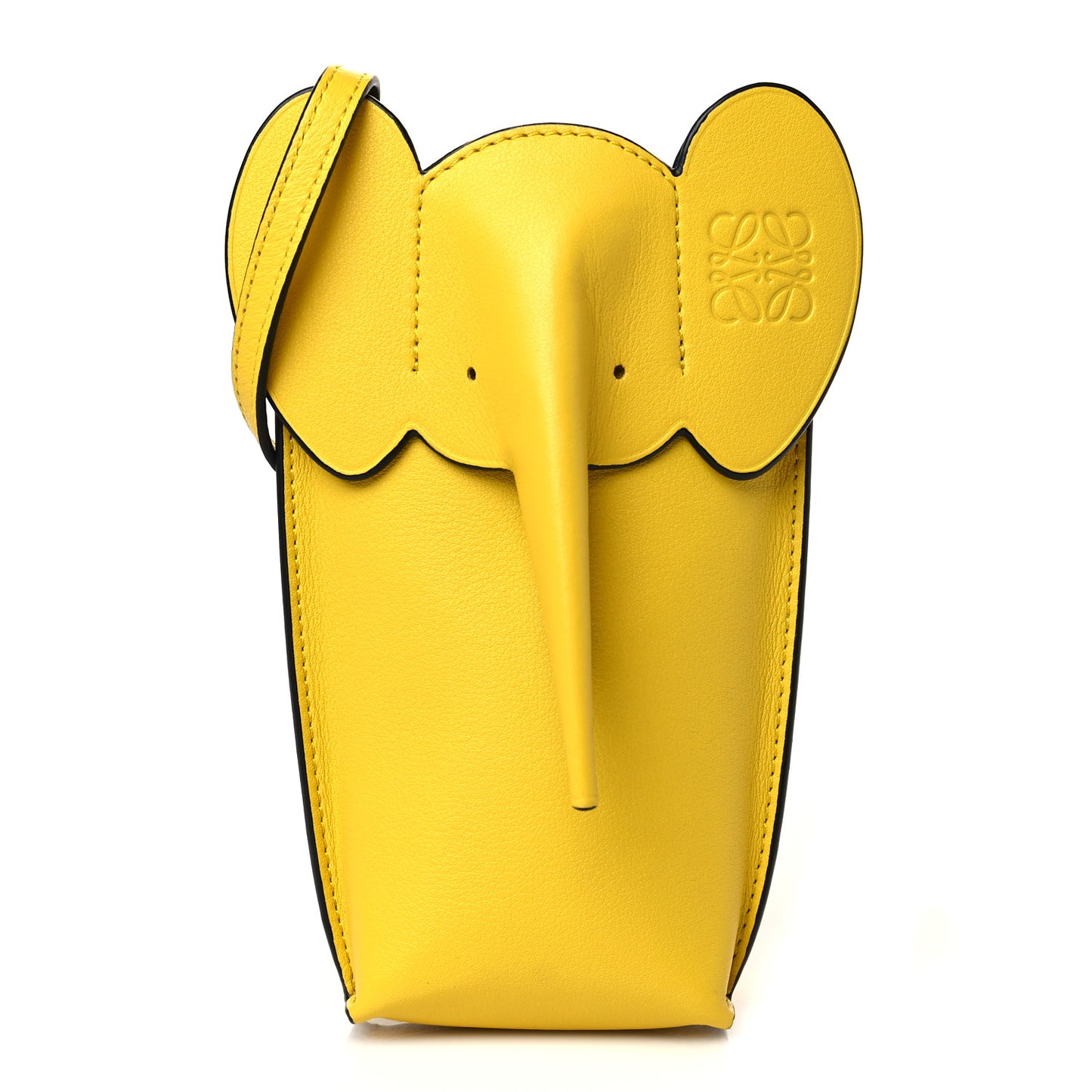Calfskin Elephant Pouch Crossbody Bag Yellow
