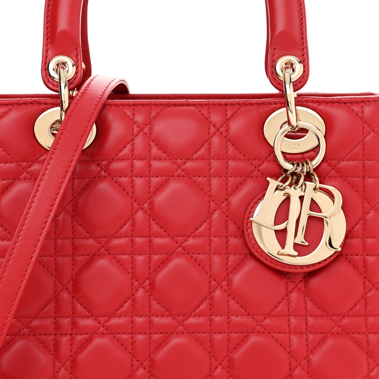 Lambskin Cannage Medium Lady Dior Red