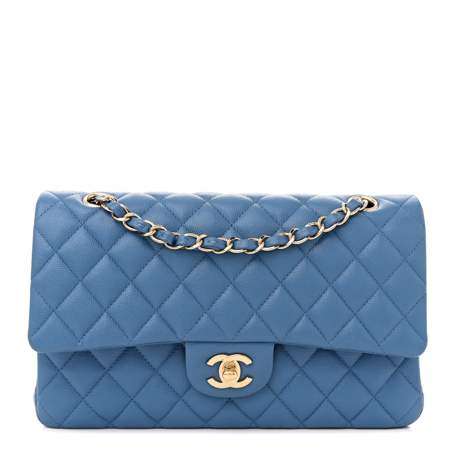 Chanel Caviar Quilted Medium Double Flap Blue 1 of 12