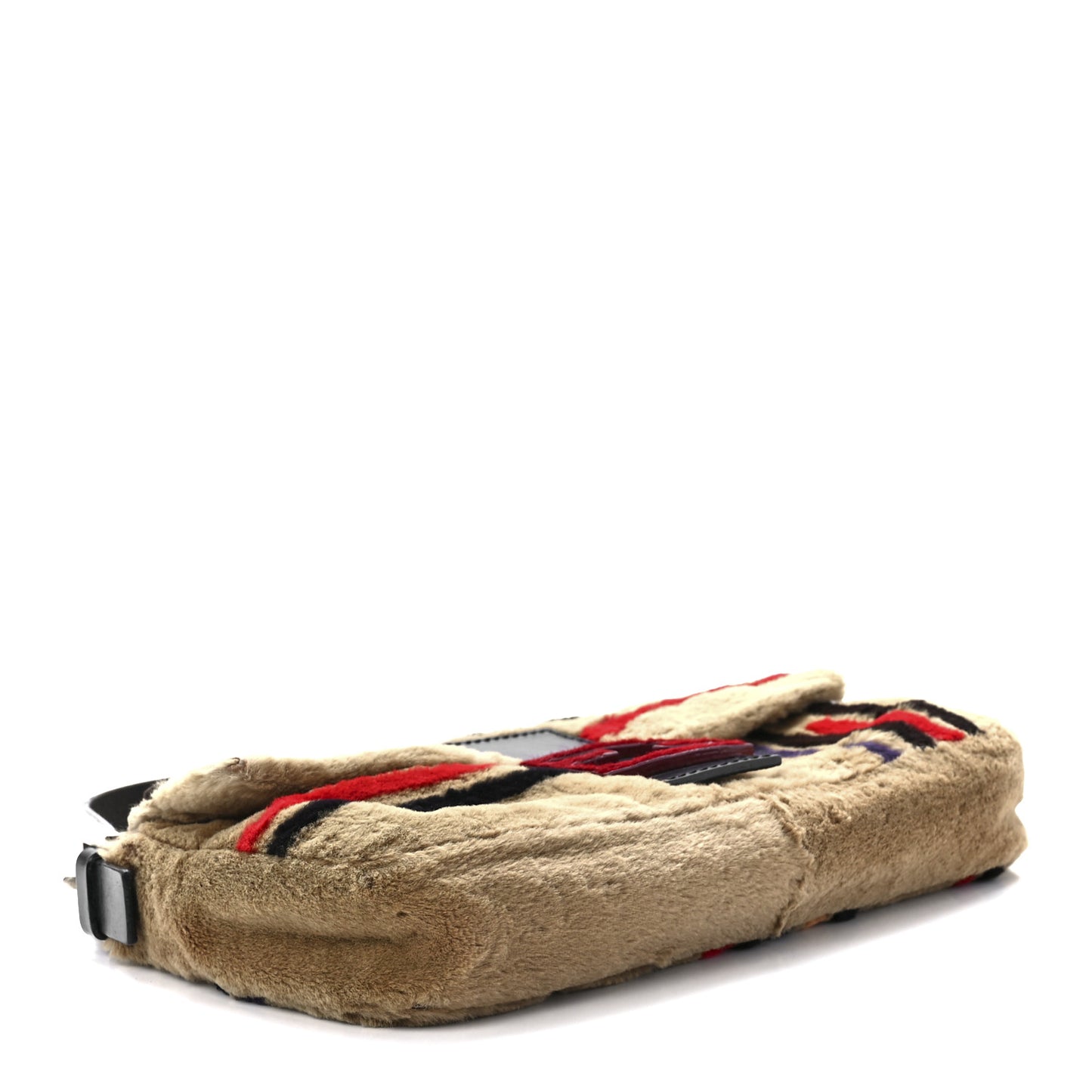 Rabbit Fur Striped Baguette Multicolor