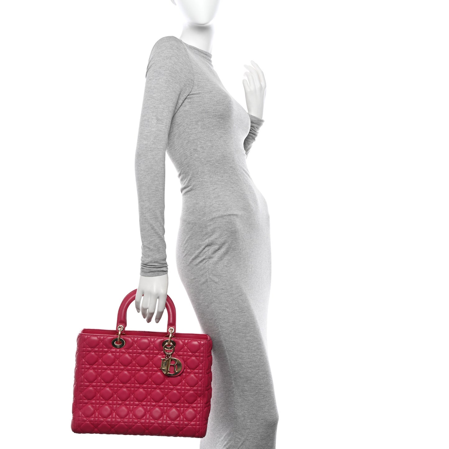 Lambskin Cannage Large Lady Dior Pink