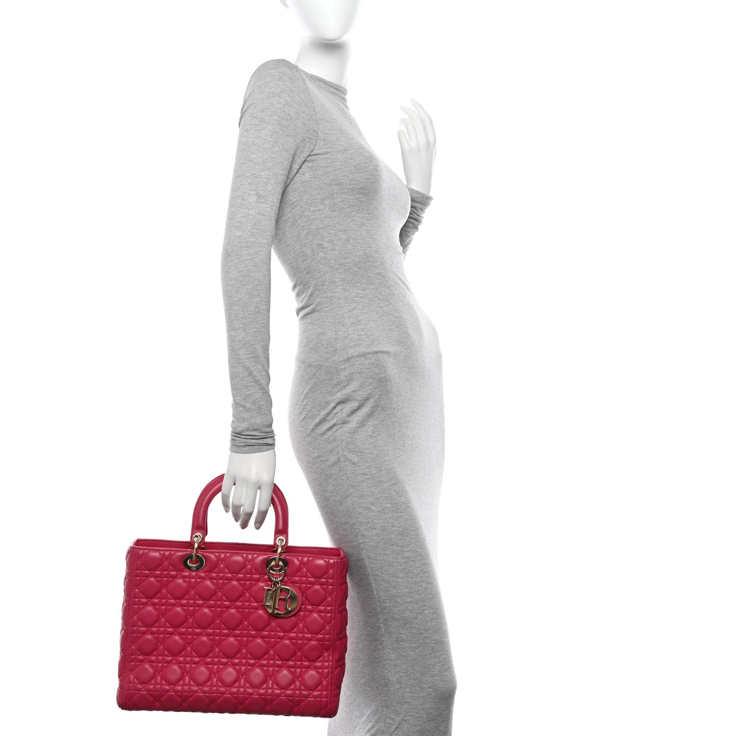 Christian Dior Lambskin Cannage Large Lady Dior Pink 2 of 23