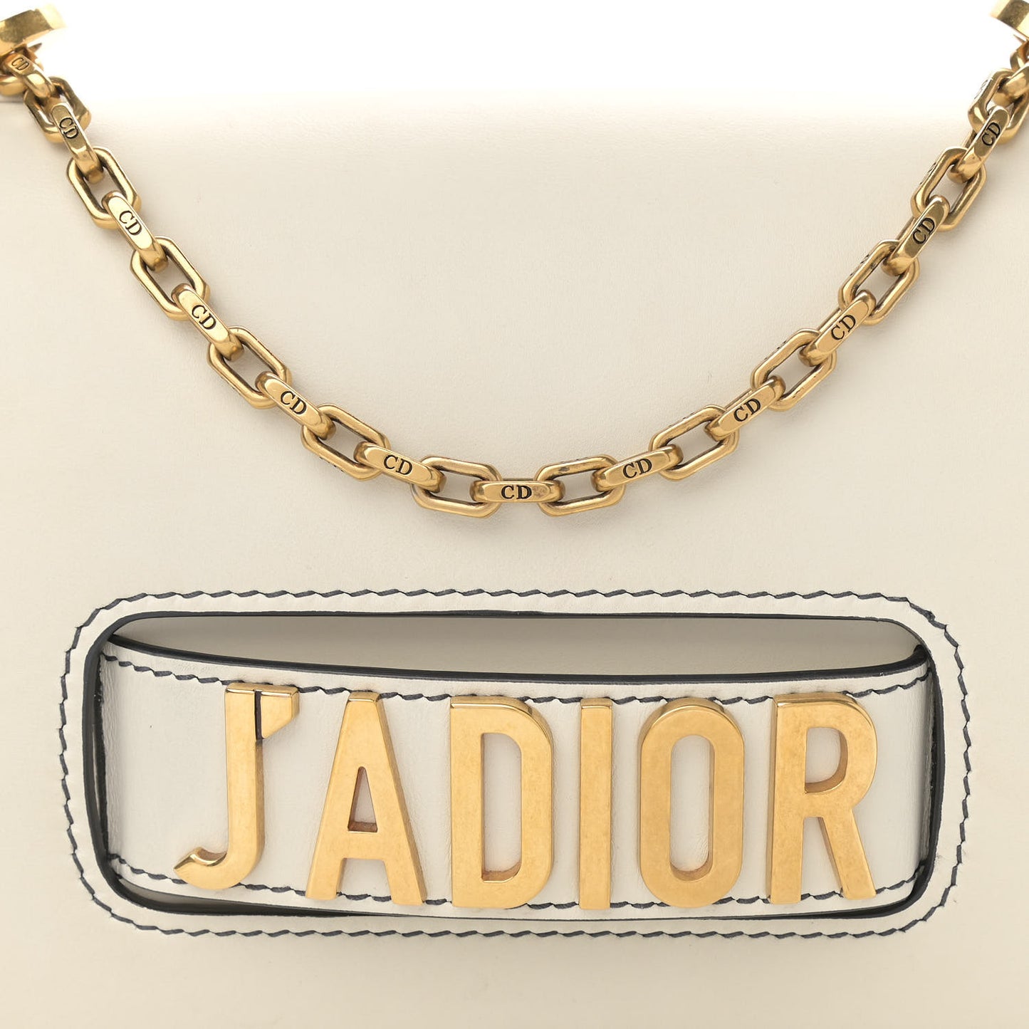 Calfskin J'Adior Chain Flap Bag Off White