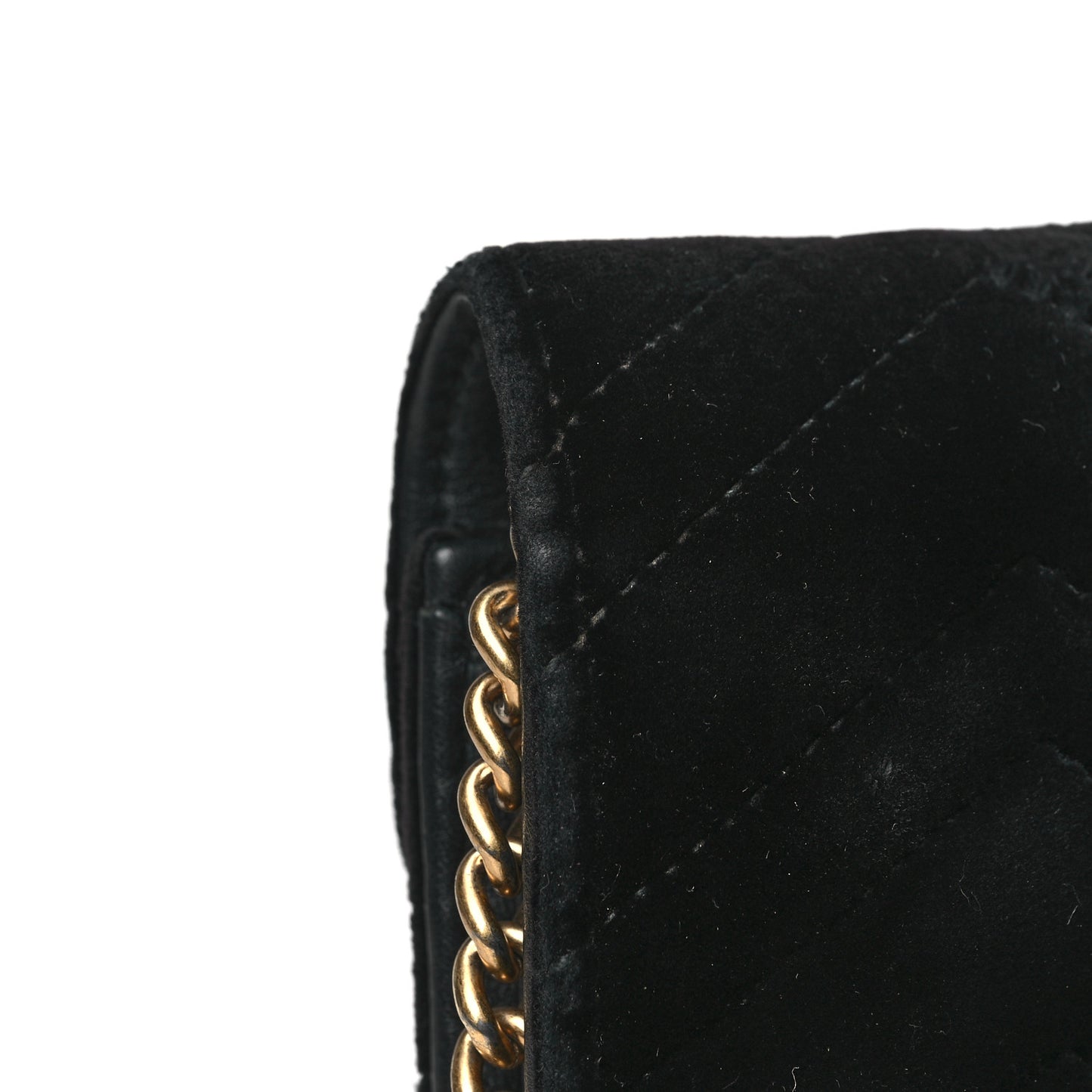 Velvet Matelasse GG Marmont Chain Wallet Black
