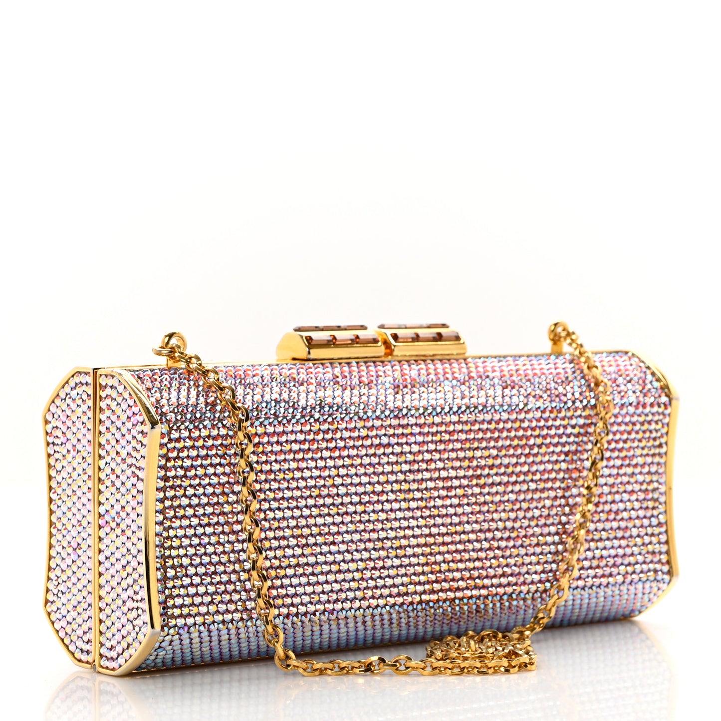 Swarovski Crystal Minaudiere Clutch Gold