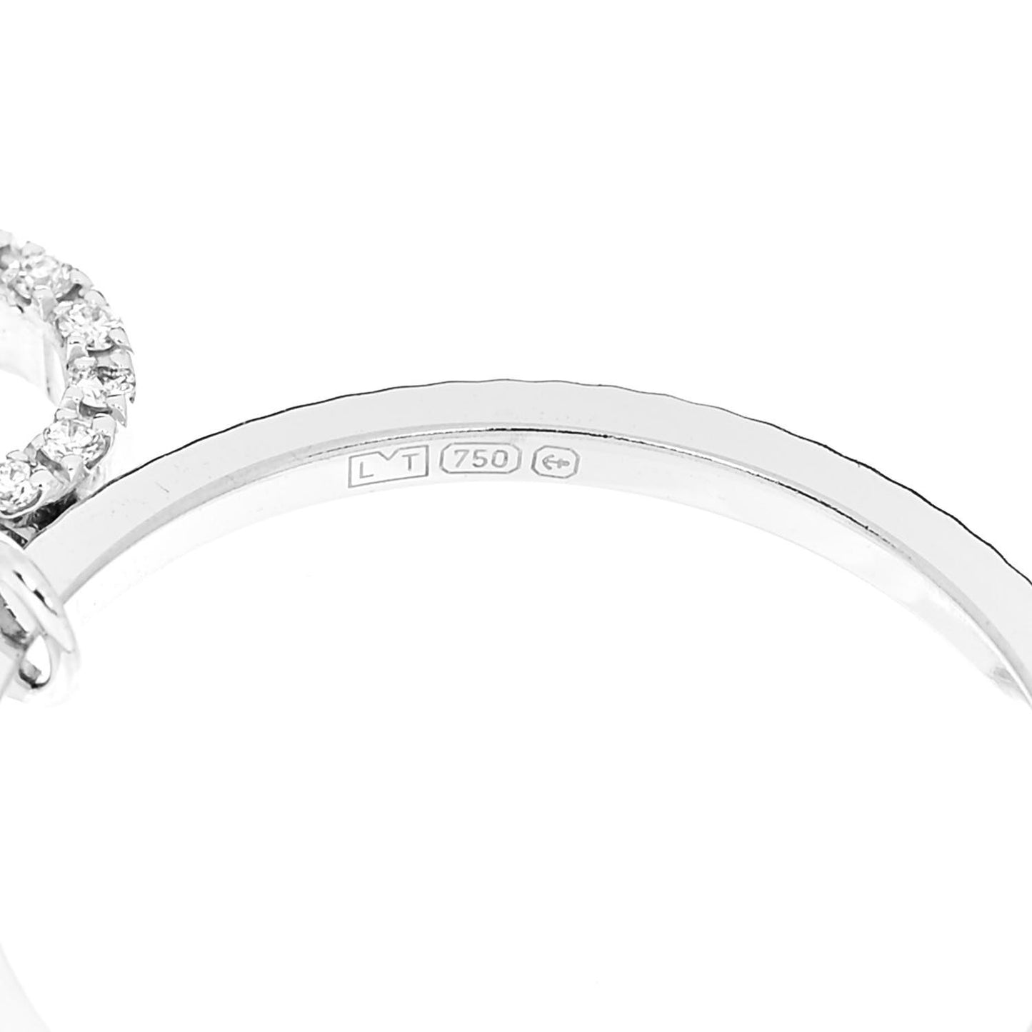 18K White Gold Diamond Running G Charm Ring 49 5