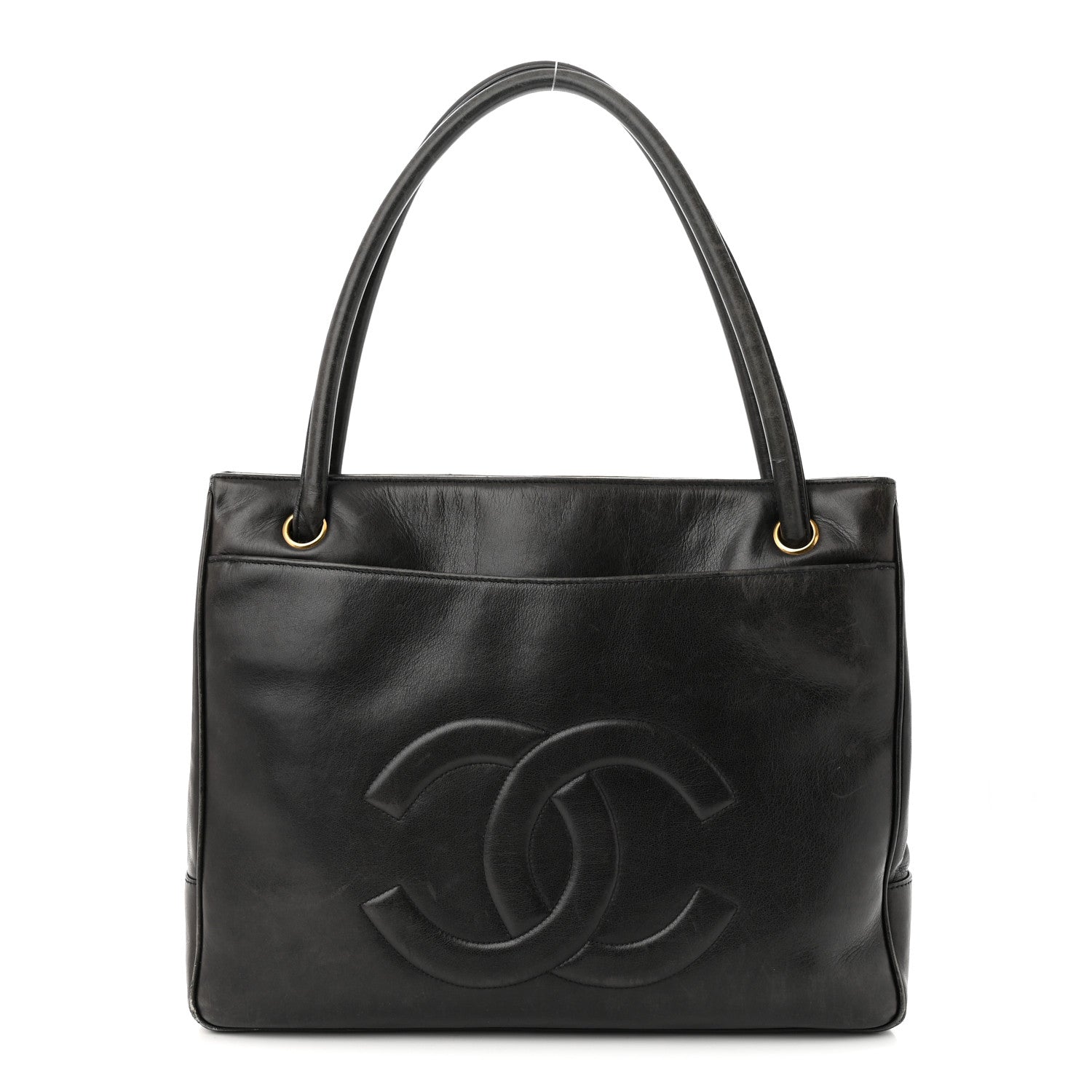 Chanel Lambskin CC Tote Black 1 of 15